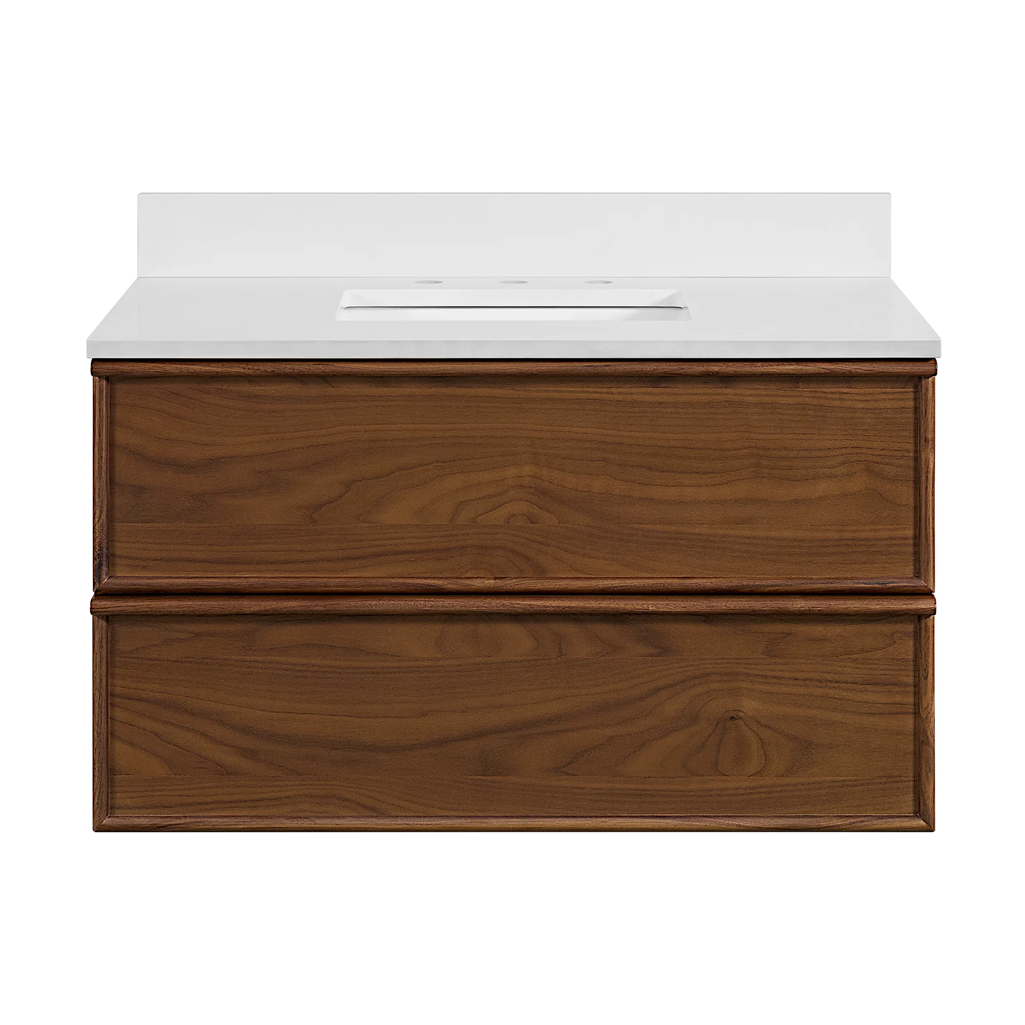 Cooper 36" Single Sink Floating Bathroom Vanity in Natural Walnut | White Quartz Countertop - Image 11