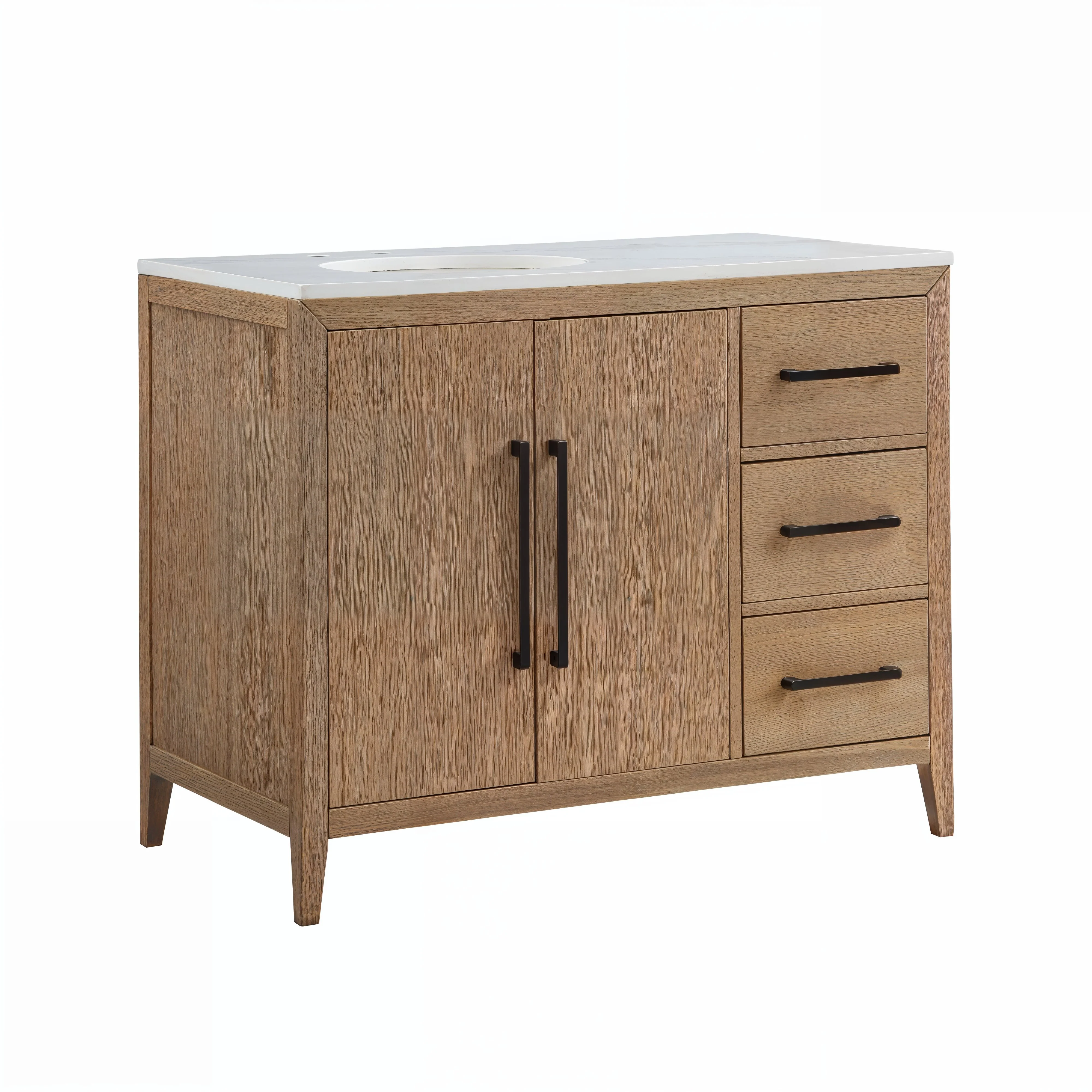Bergen 42'' Single Bathroom Vanity | Calacatta Gold Quartz Top - Image 10