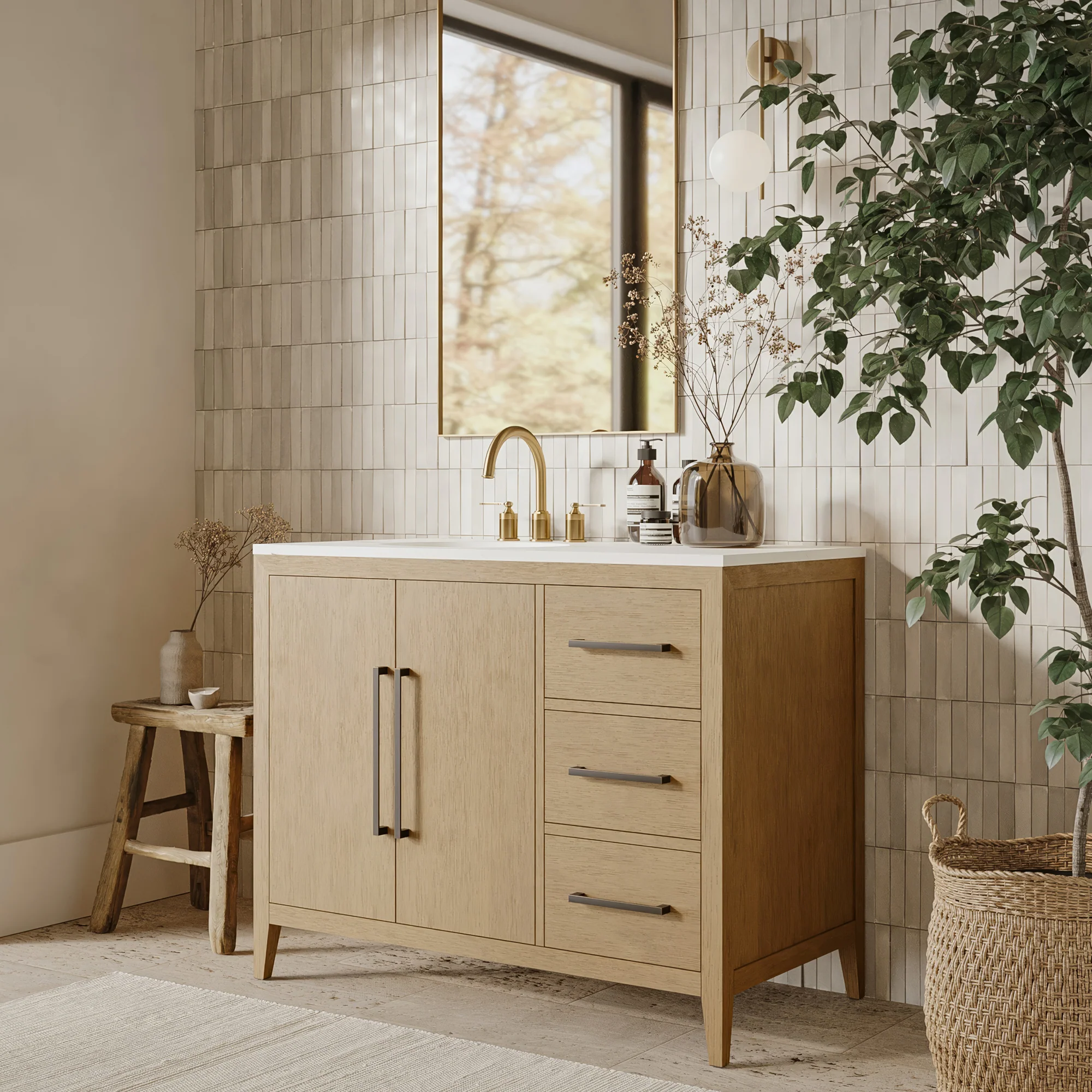 Bergen 42'' Single Bathroom Vanity | Calacatta Gold Quartz Top - Image 17