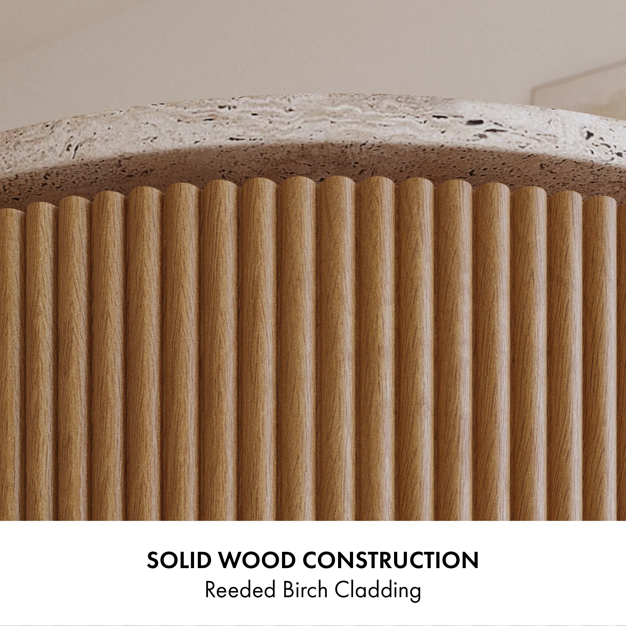 Aster 52" Reeded Console Table With Travertine Top - Image 11