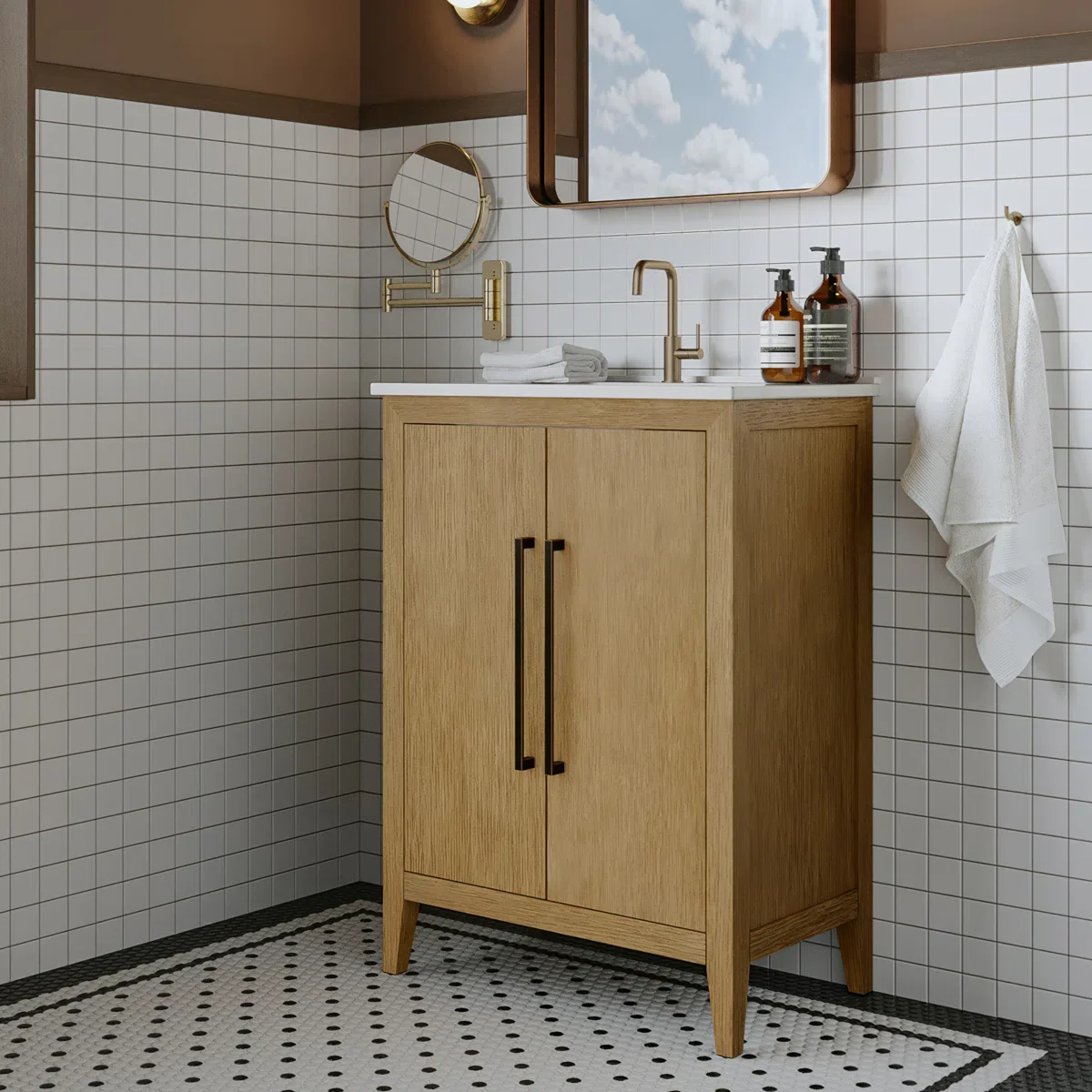 Bergen 24"W x 14"D Single Bathroom Vanity | White Porcelain Countertop - Image 15