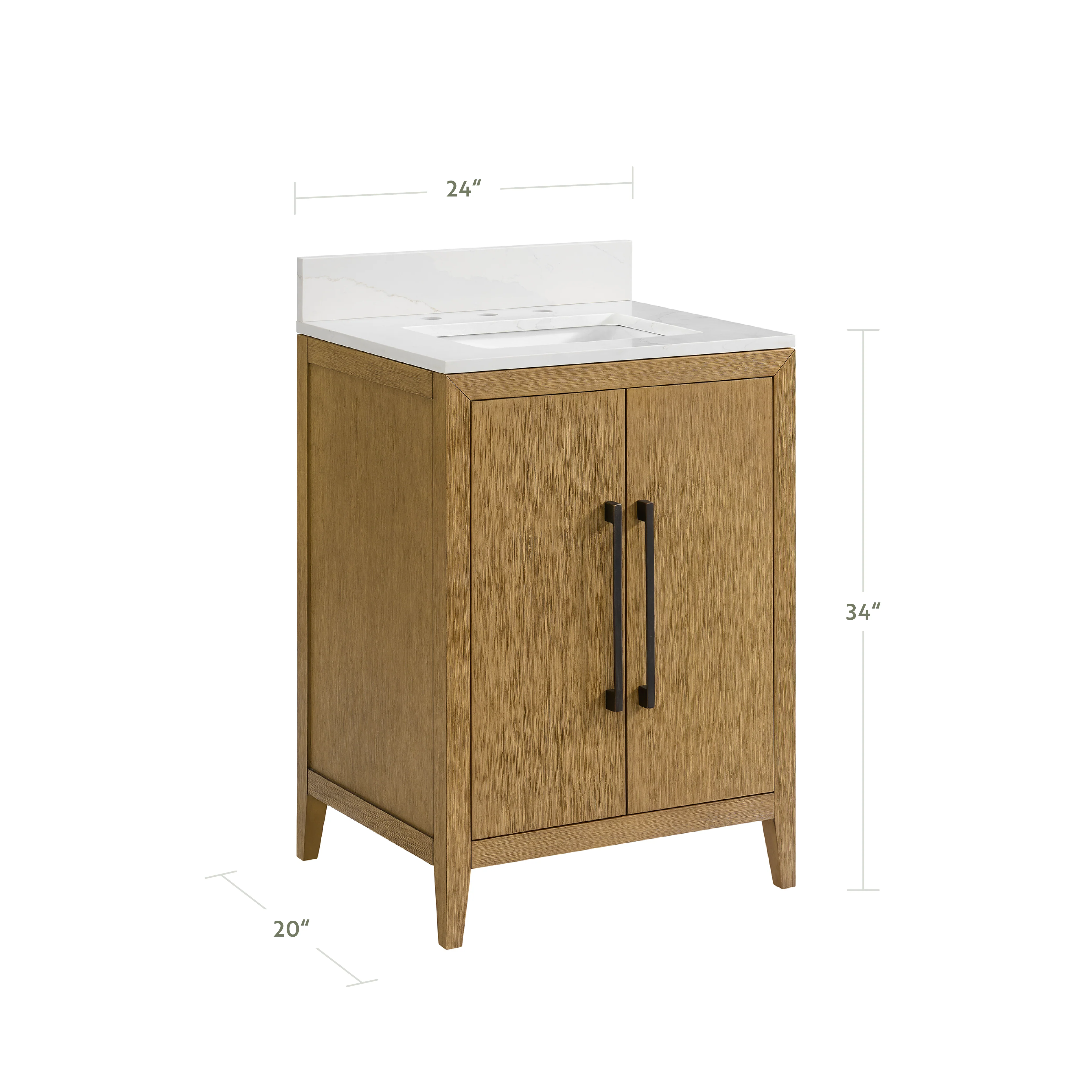 Bergen 24"W x 20"D RTA Single Bathroom Vanity | Calacatta Gold Quartz Countertop - Image 5