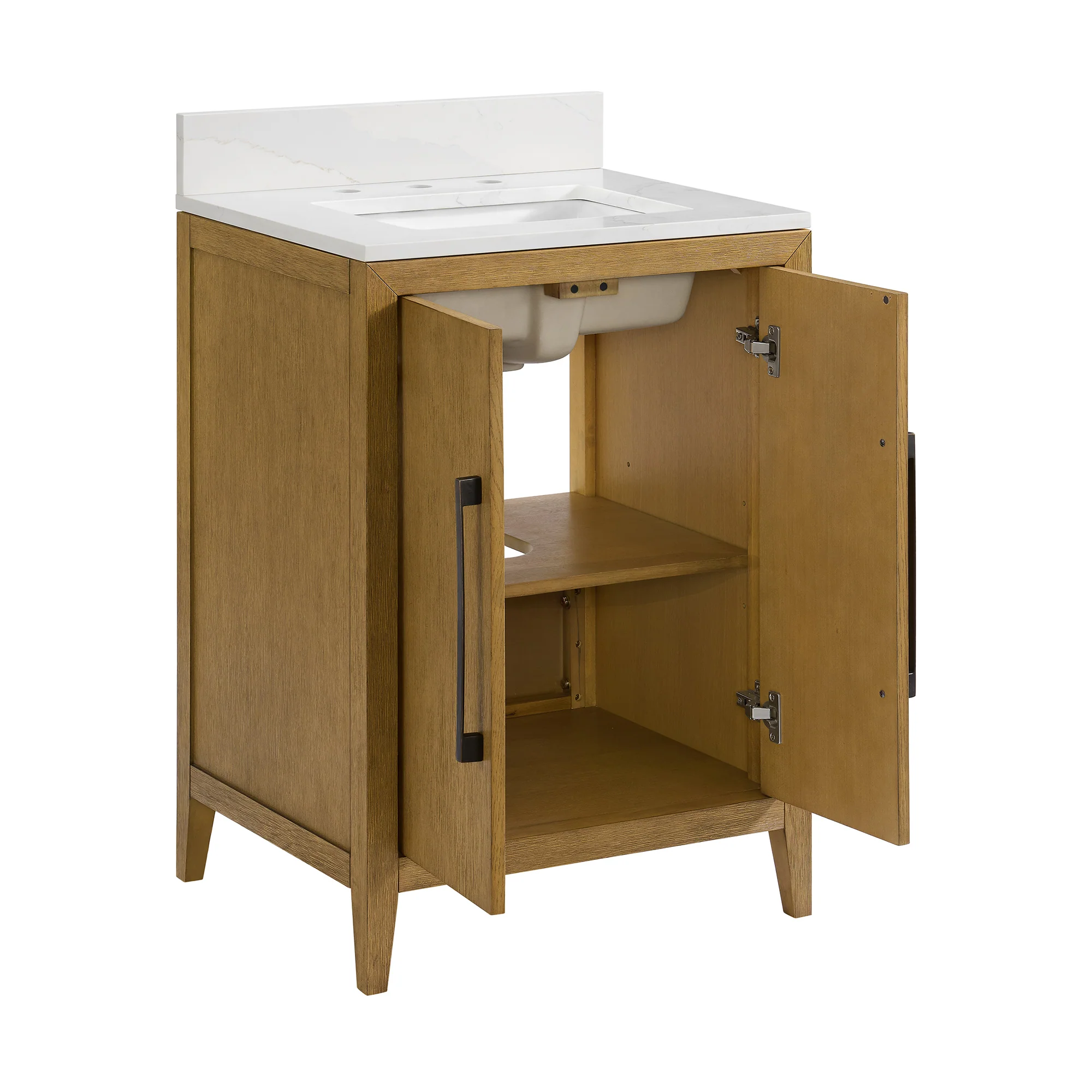 Bergen 24"W x 20"D RTA Single Bathroom Vanity | Calacatta Gold Quartz Countertop - Image 8