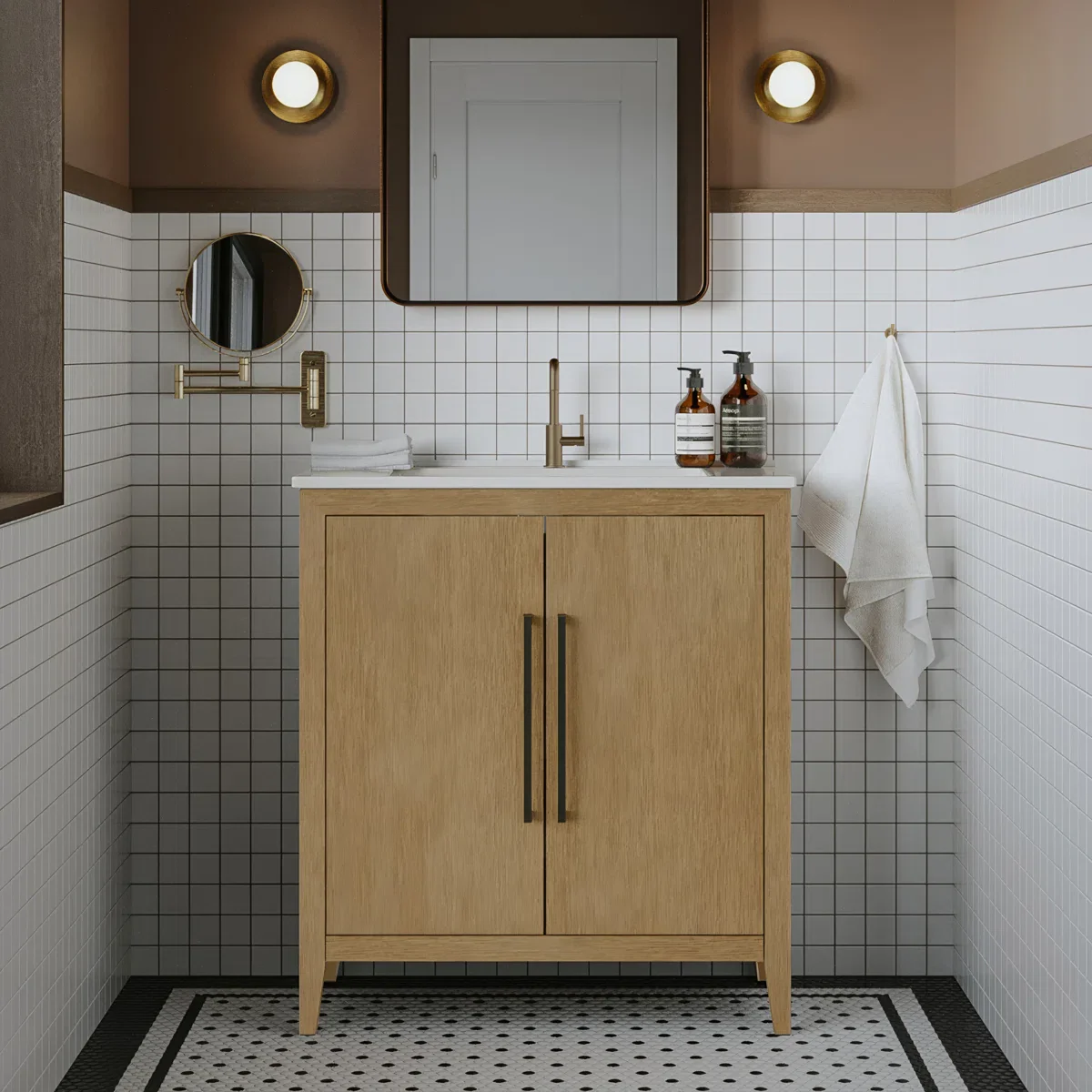 Bergen 30"W x 14"D Single Bathroom Vanity | White Porcelain Countertop - Image 14