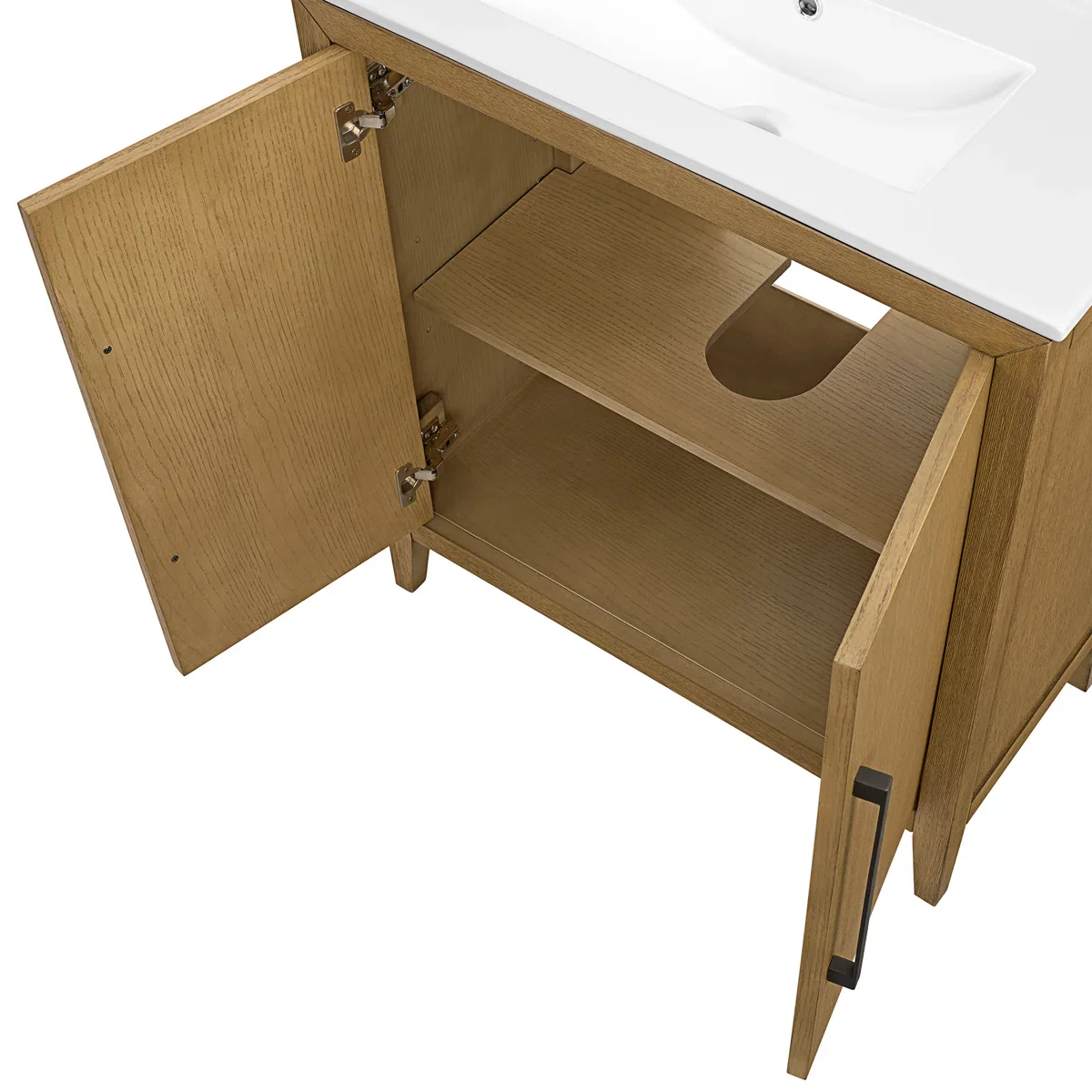 Bergen 30"W x 14"D Single Bathroom Vanity | White Porcelain Countertop - Image 4