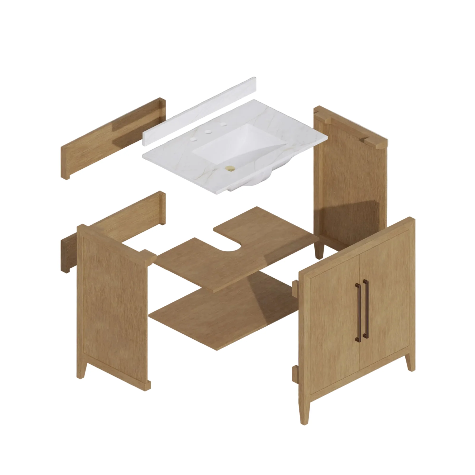 Bergen 30"W x 20"D Single Bathroom Vanity | Calacatta Gold Quartz Countertop - Image 14