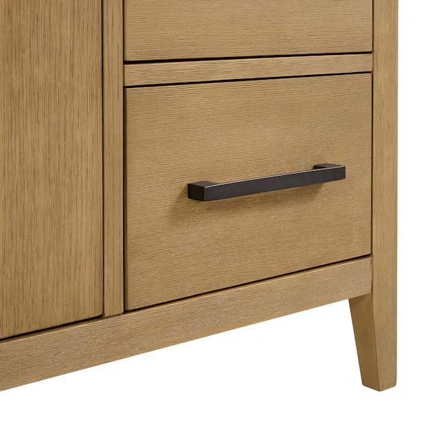 Bergen 54" Single Bathroom Vanity in Wire Brushed Oak | White Statuario Quartz Countertop - Image 10