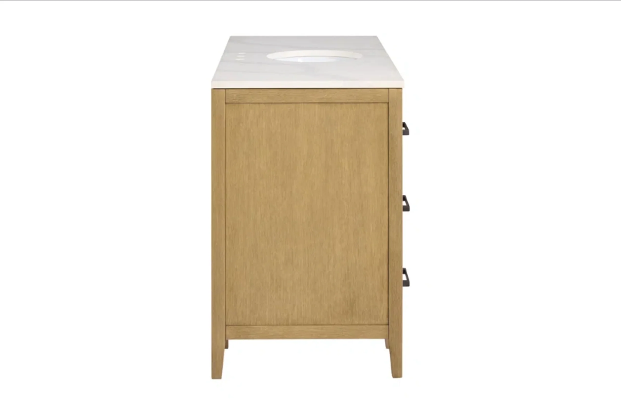 Bergen 60" ADA Single Bathroom Vanity in Brushed Oak | Statuario Quartz Countertop - Image 9