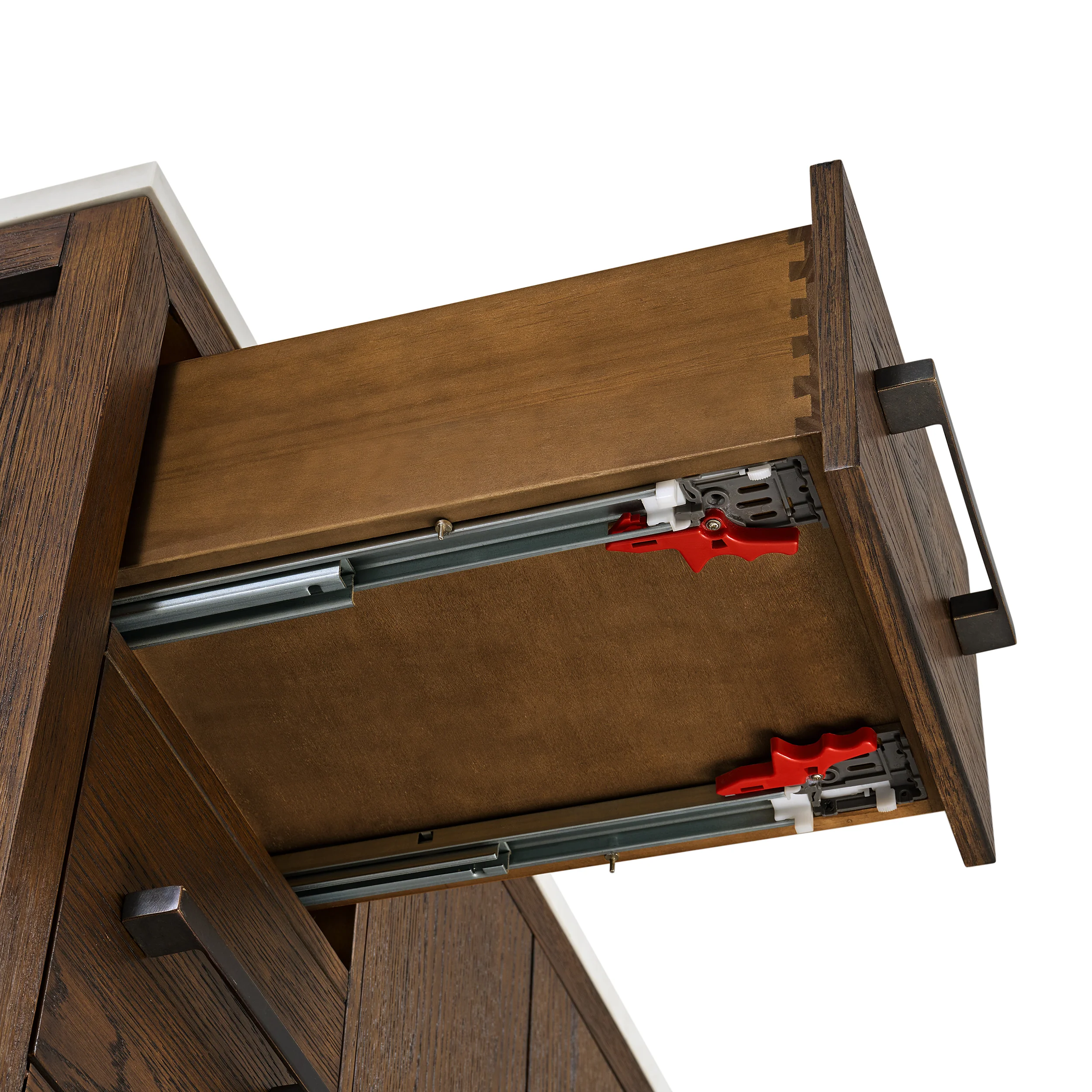 Bergen 48" Double Bathroom Vanity in Enhanced Brown Oak | Calacatta Gold Quartz Countertop - Image 10