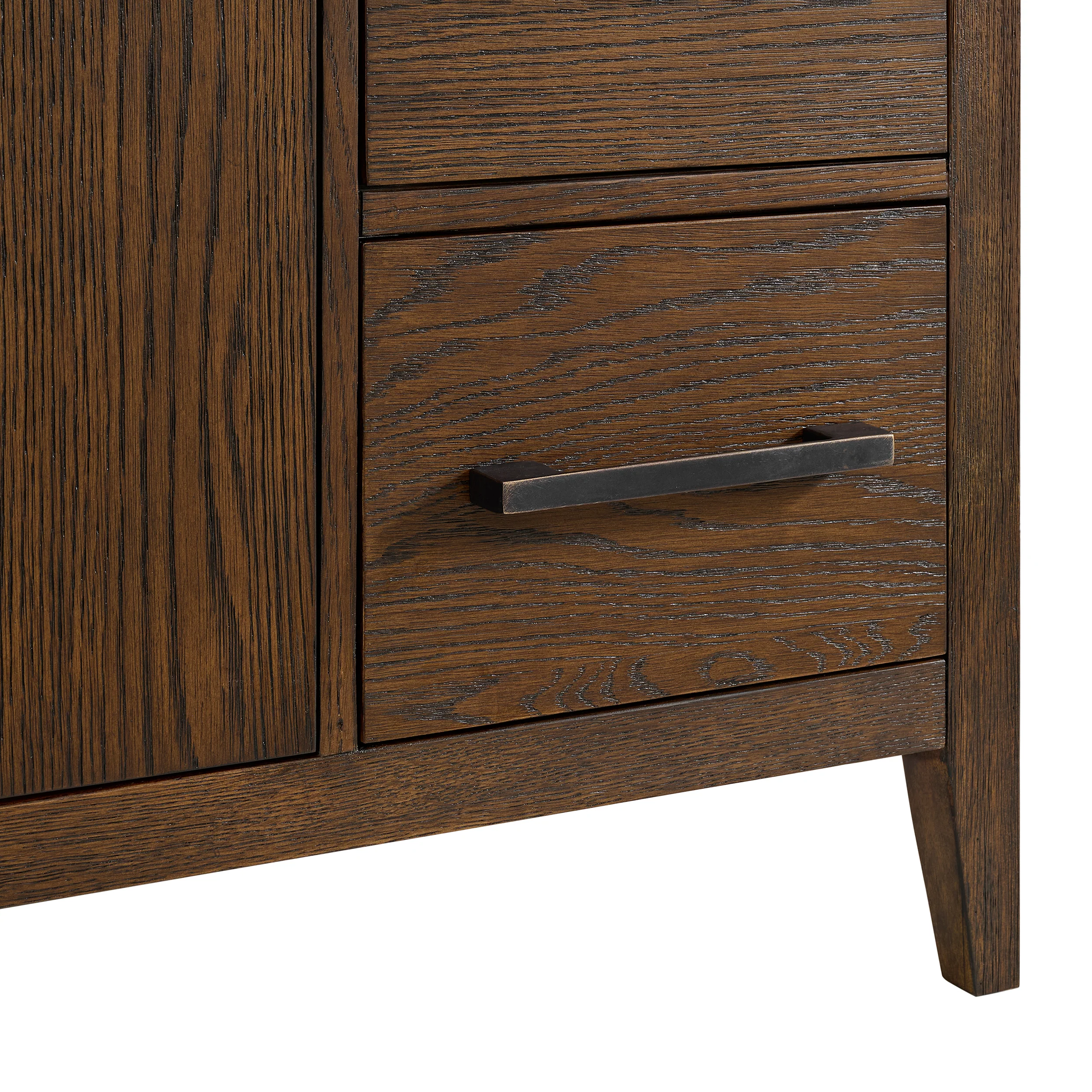 Bergen 48" Double Bathroom Vanity in Enhanced Brown Oak | Calacatta Gold Quartz Countertop - Image 8