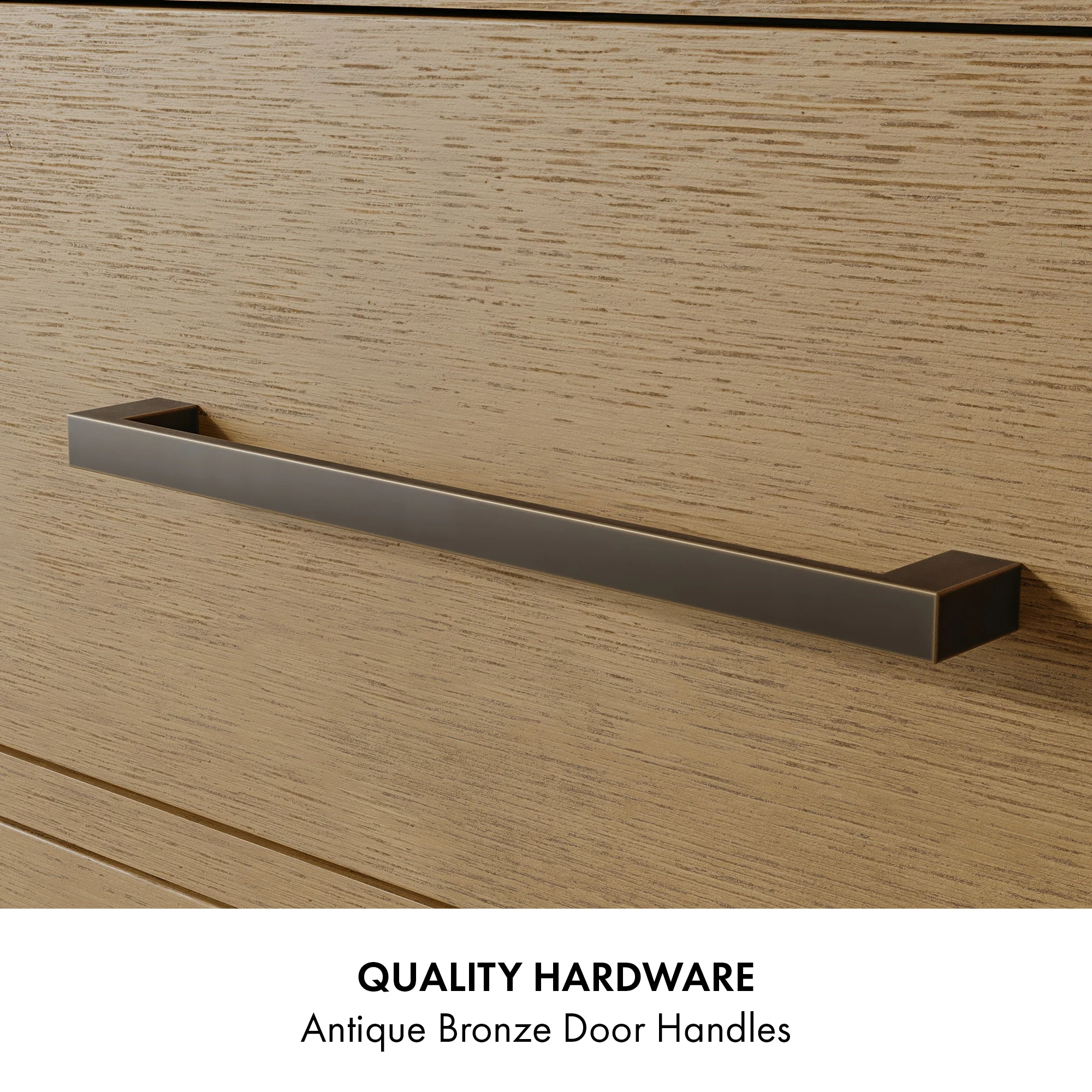 Bergen 60" Double Bathroom Vanity in Wire Brushed Oak | Calacatta Gold Quartz Countertop - Image 6