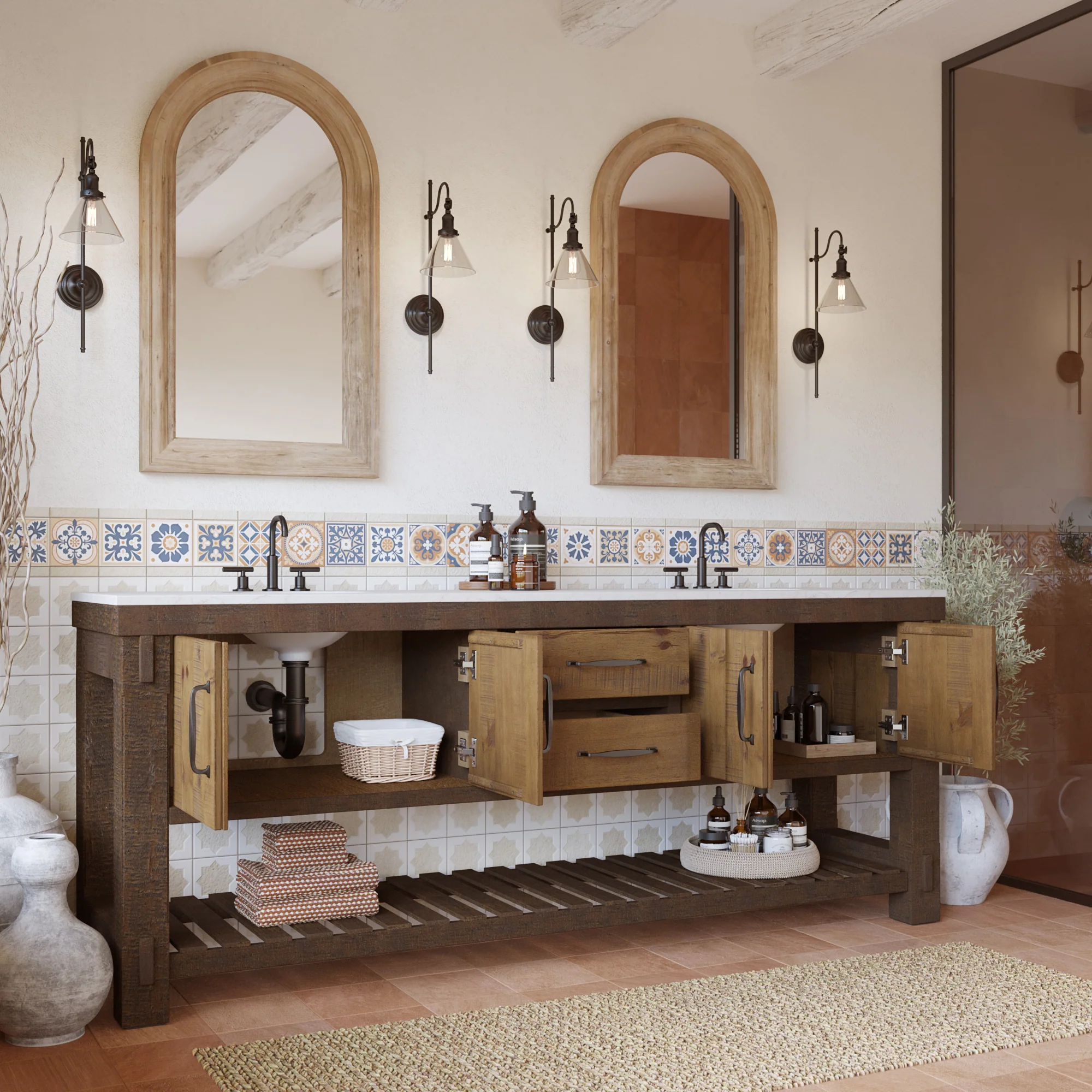 Telluride 84" Double Bathroom Vanity | Quartz Countertop - Image 3