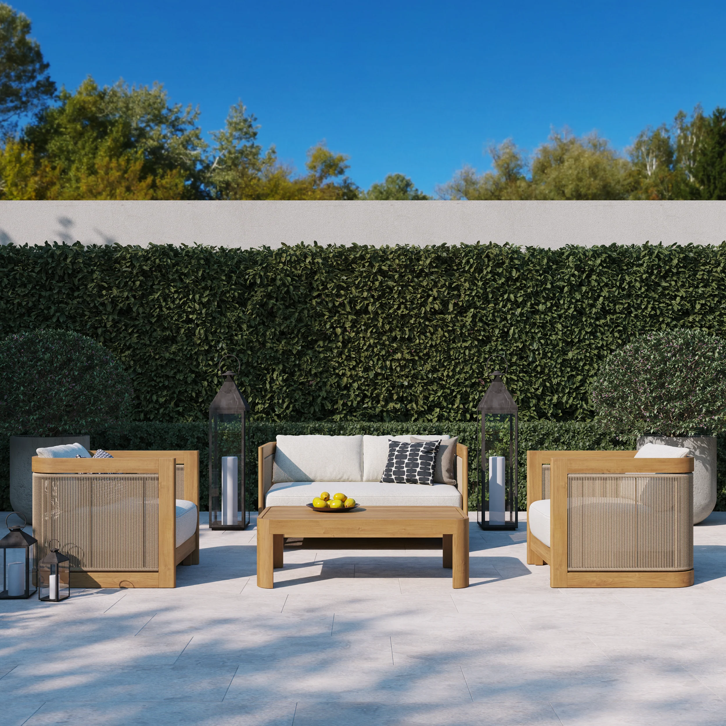 Cordelia 43" Outdoor Coffee Table in Washed Oiled Eucalyptus - Image 8
