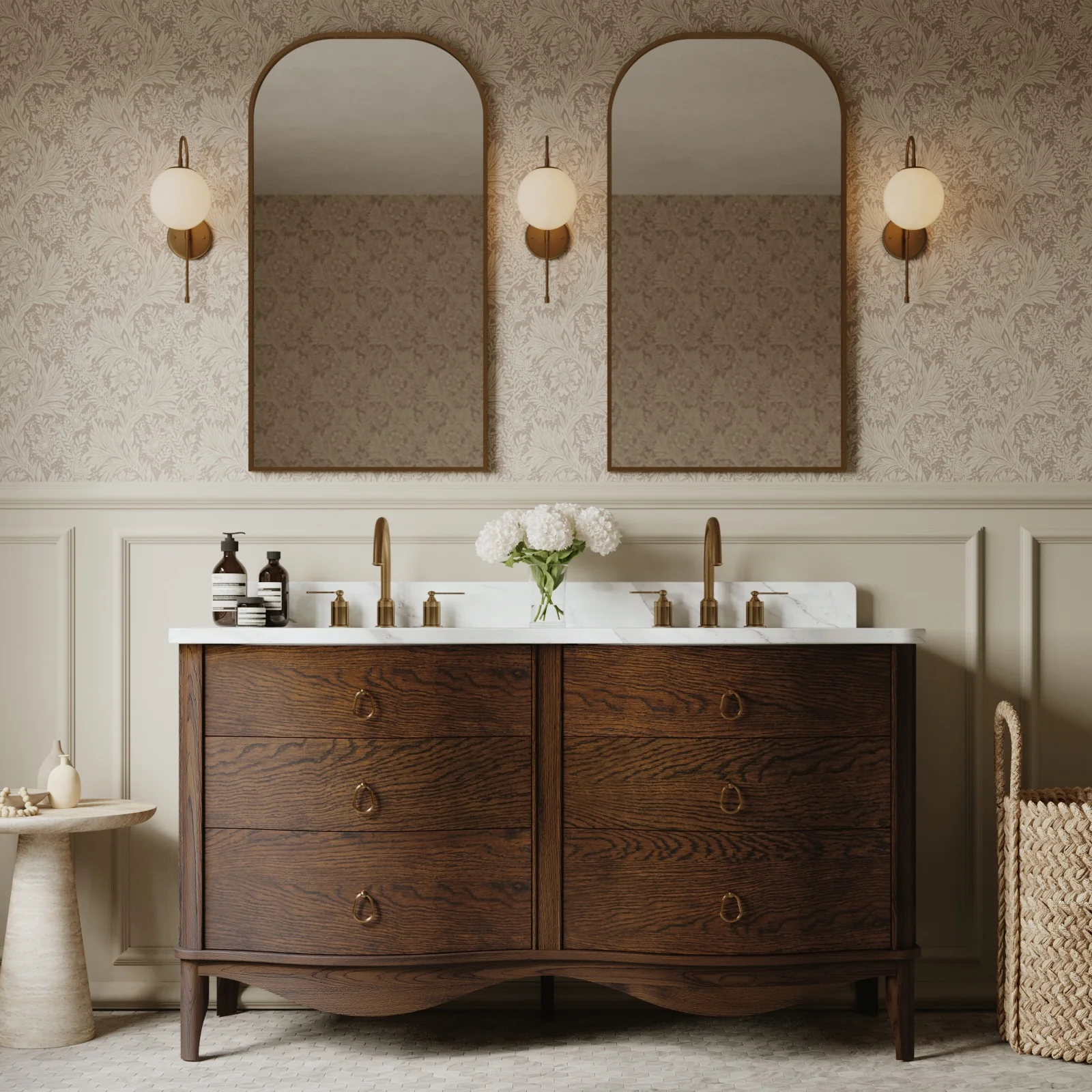 Grace 60" Double Bathroom Vanity | Enhanced Brown Oak | Statuario Quartz Countertop - Image 14
