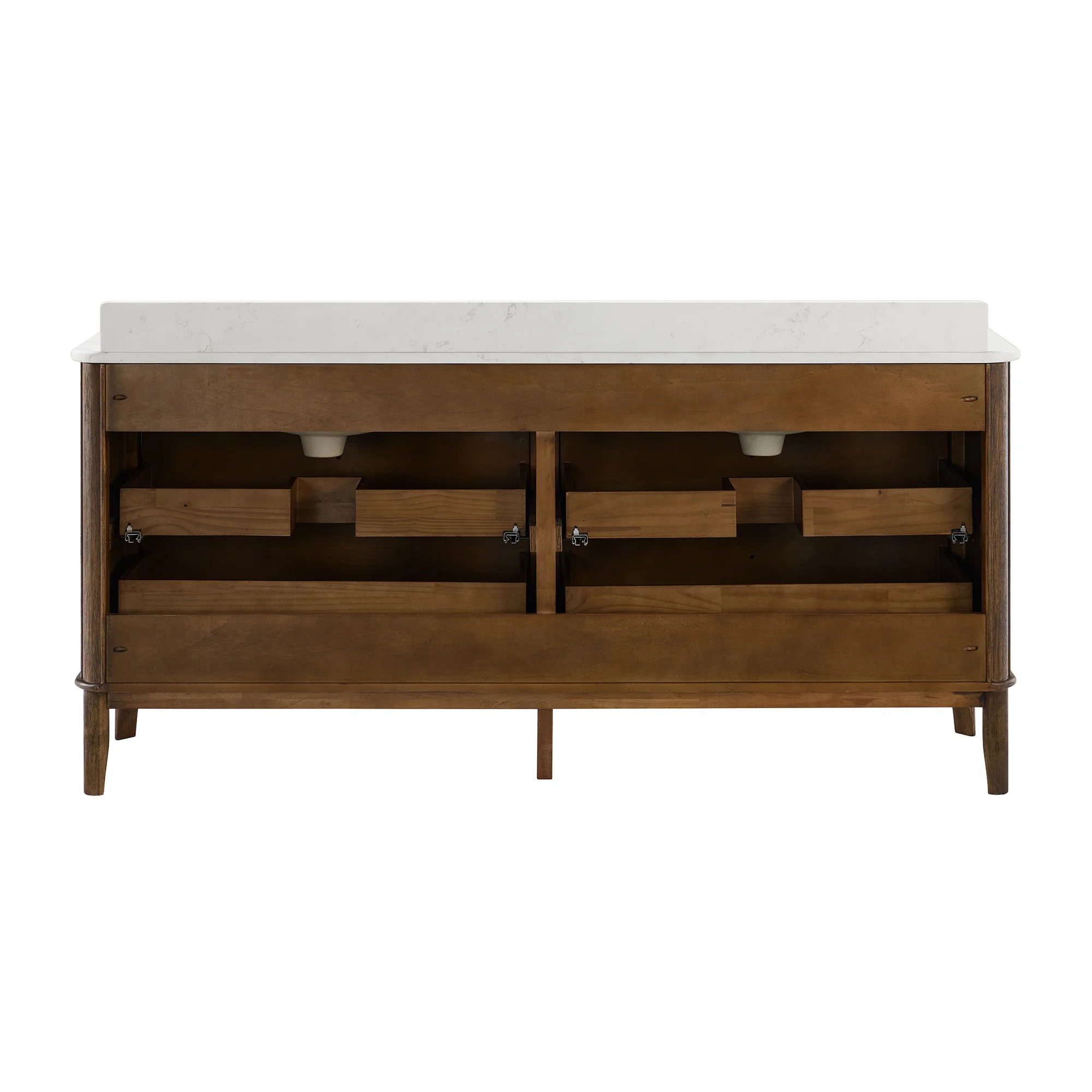 Grace 72" Double Bathroom Vanity | Enhanced Brown Oak | Statuario Quartz Countertop - Image 13