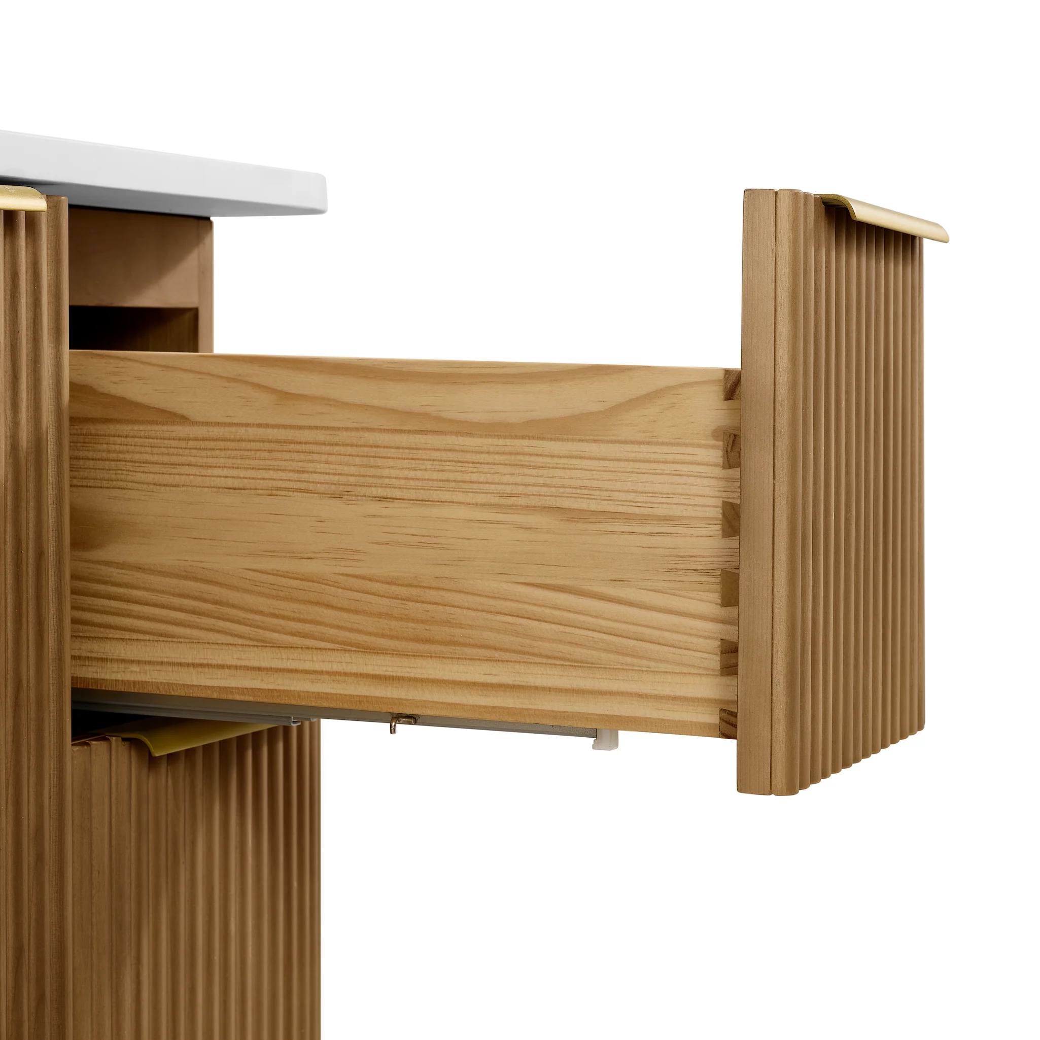 Havana 42" Single Bathroom Vanity in Reeded Birch | Quartz Countertop - Image 9