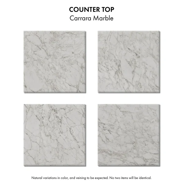 Havana 54" Single Bathroom Vanity in Brown Reeded Birch | Carrara Marble Countertop - Image 12