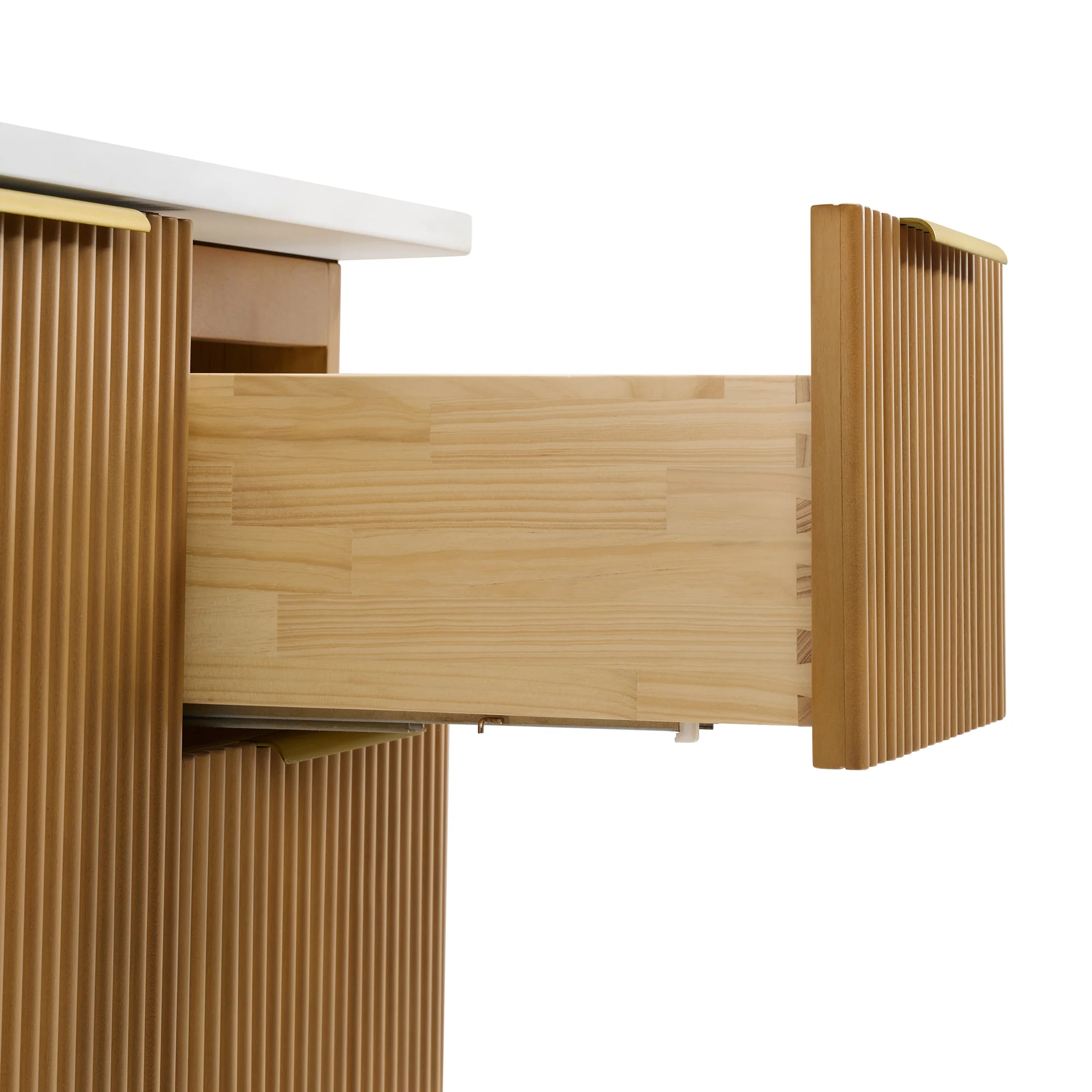 Havana 54" Single Bathroom Vanity in Reeded Birch | White Quartz Countertop - Image 7