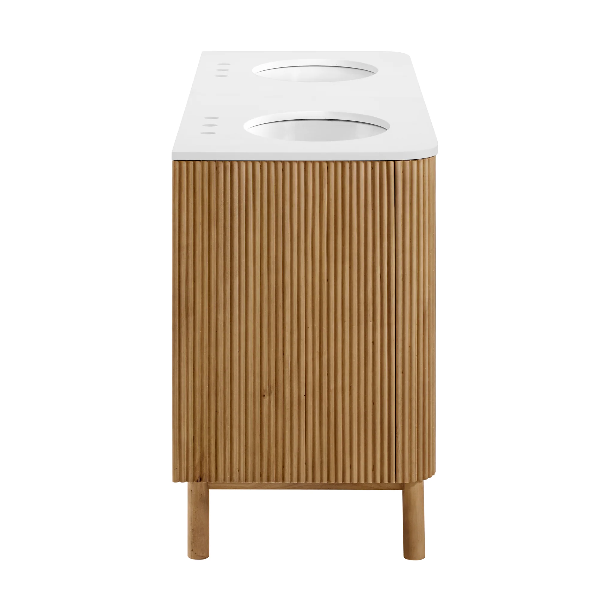 Havana 60" Double Bathroom Vanity in Reeded Birch | Quartz Countertop - Image 16