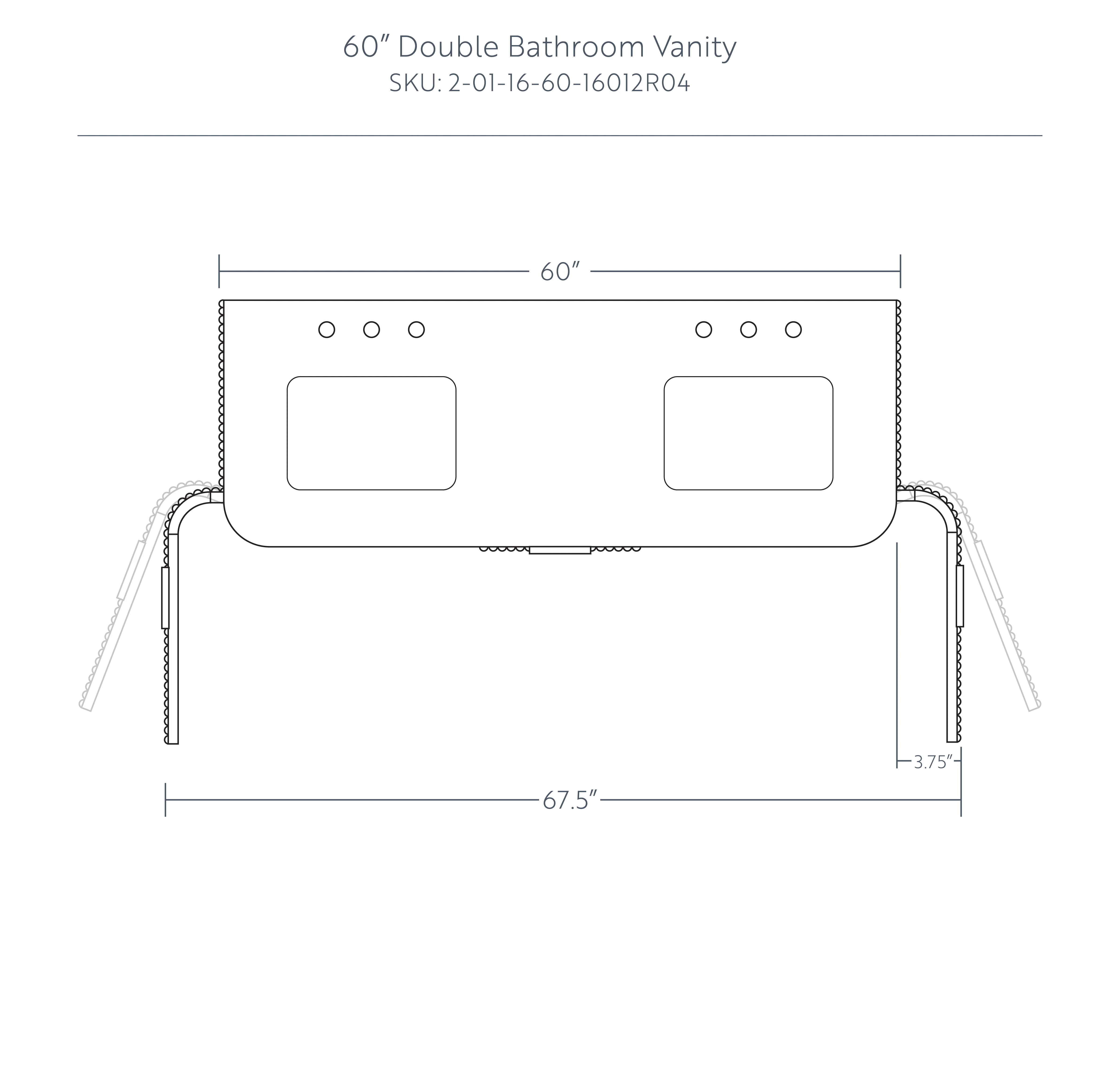Havana 60" Double Bathroom Vanity in Brown Reeded Birch | Carrara Marble Countertop - Image 11
