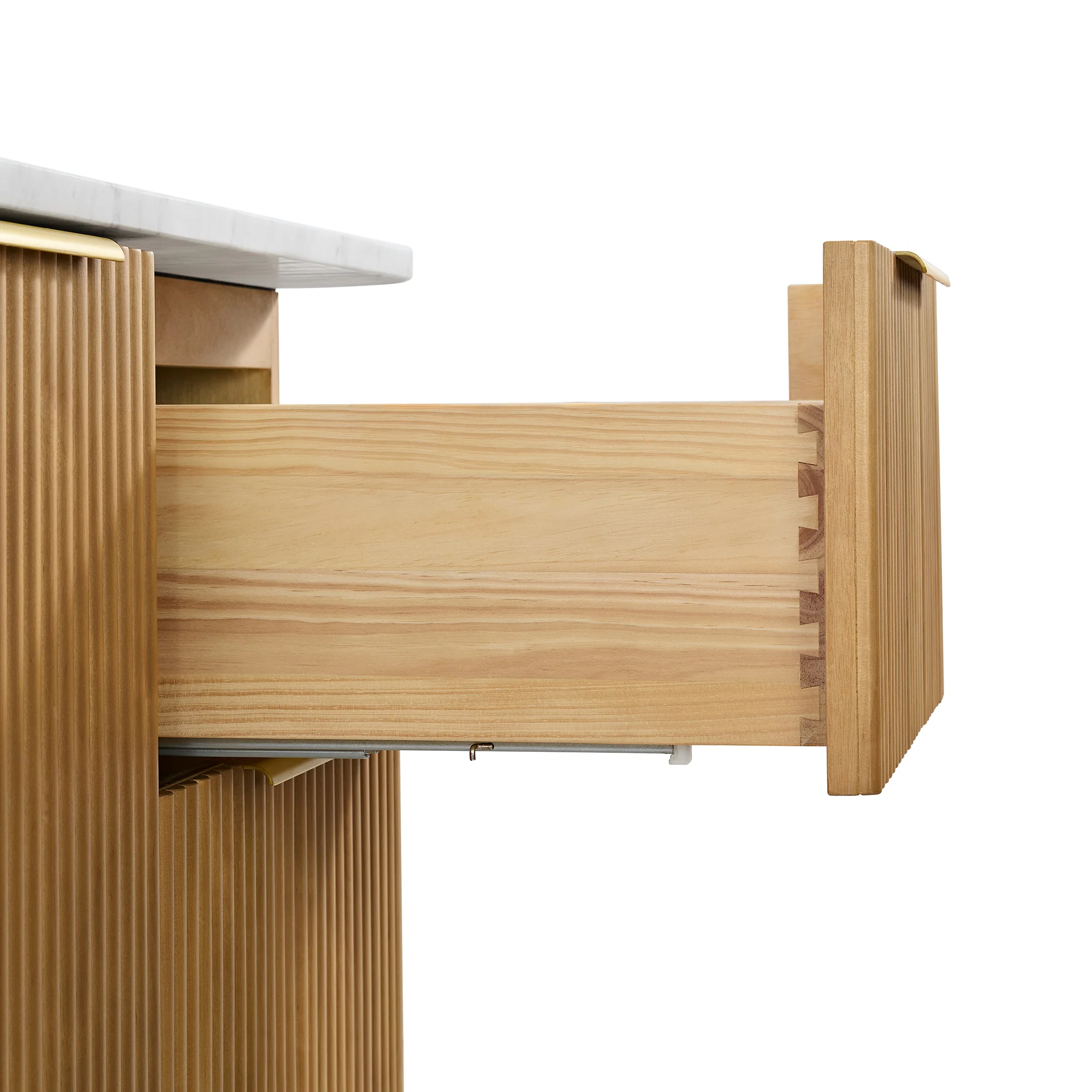 Havana 60" Single Bathroom Vanity in Reeded Birch | Carrara Marble Countertop - Image 11