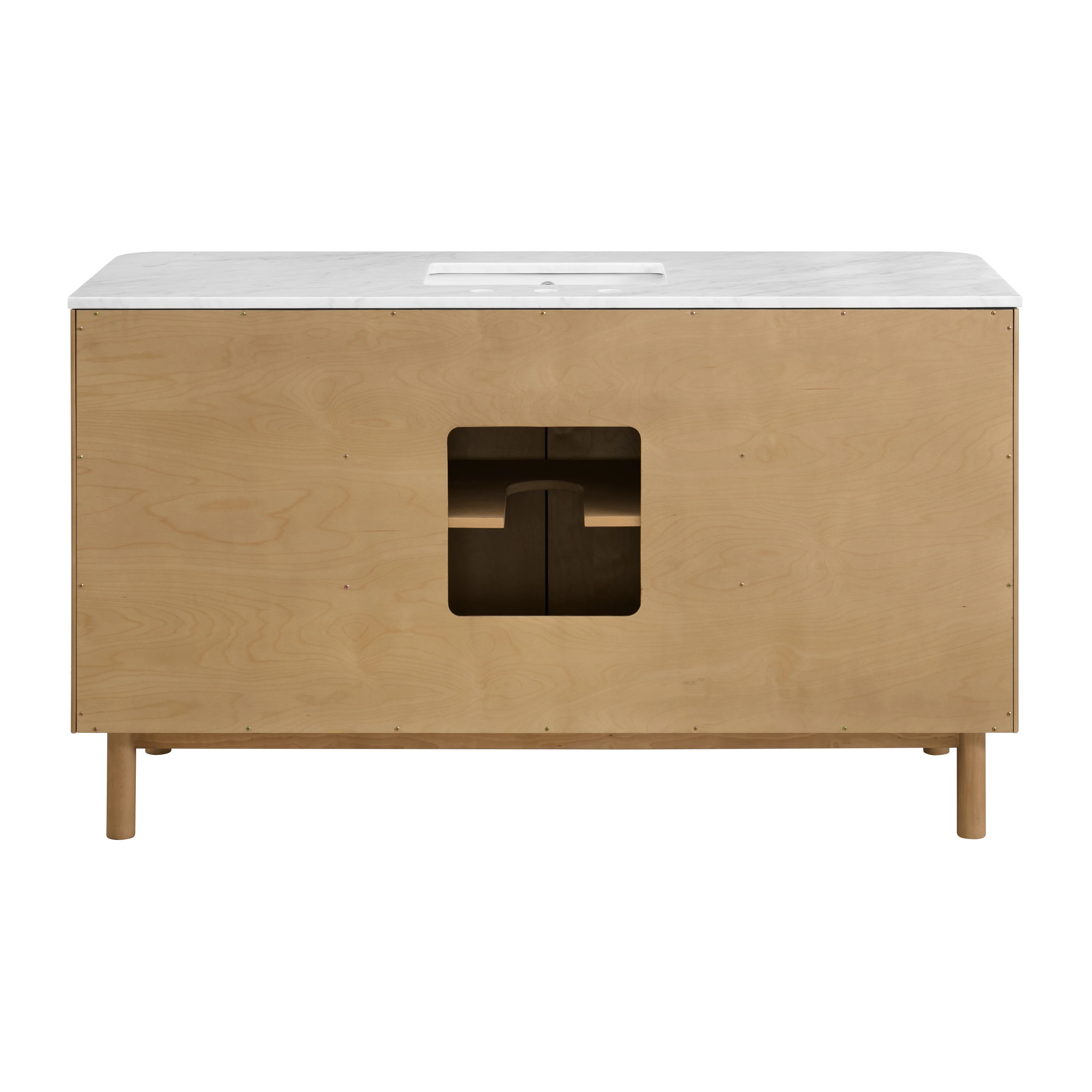 Havana 60" Single Bathroom Vanity in Reeded Birch | Carrara Marble Countertop - Image 16