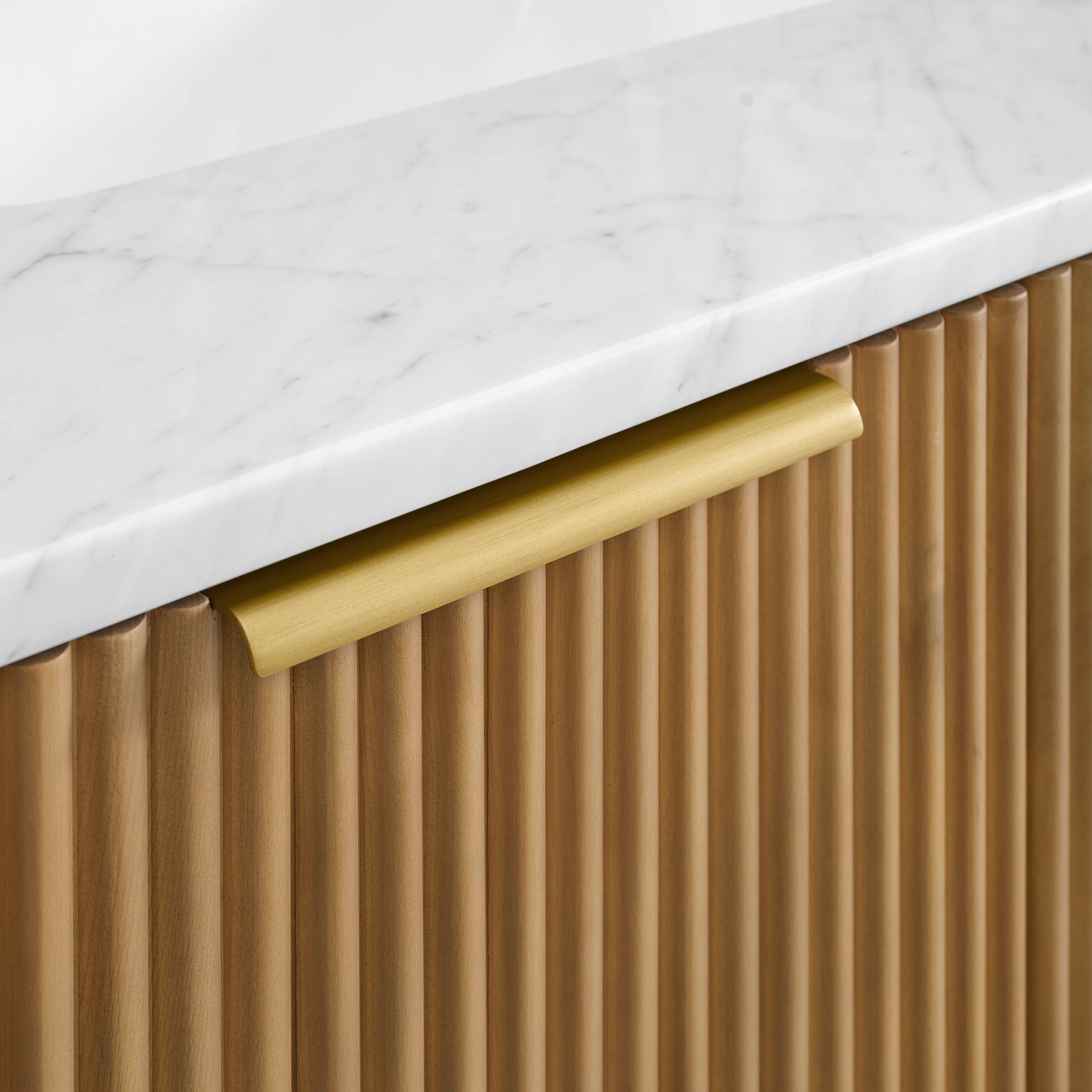 Havana 60" Single Bathroom Vanity in Reeded Birch | Carrara Marble Countertop - Image 6