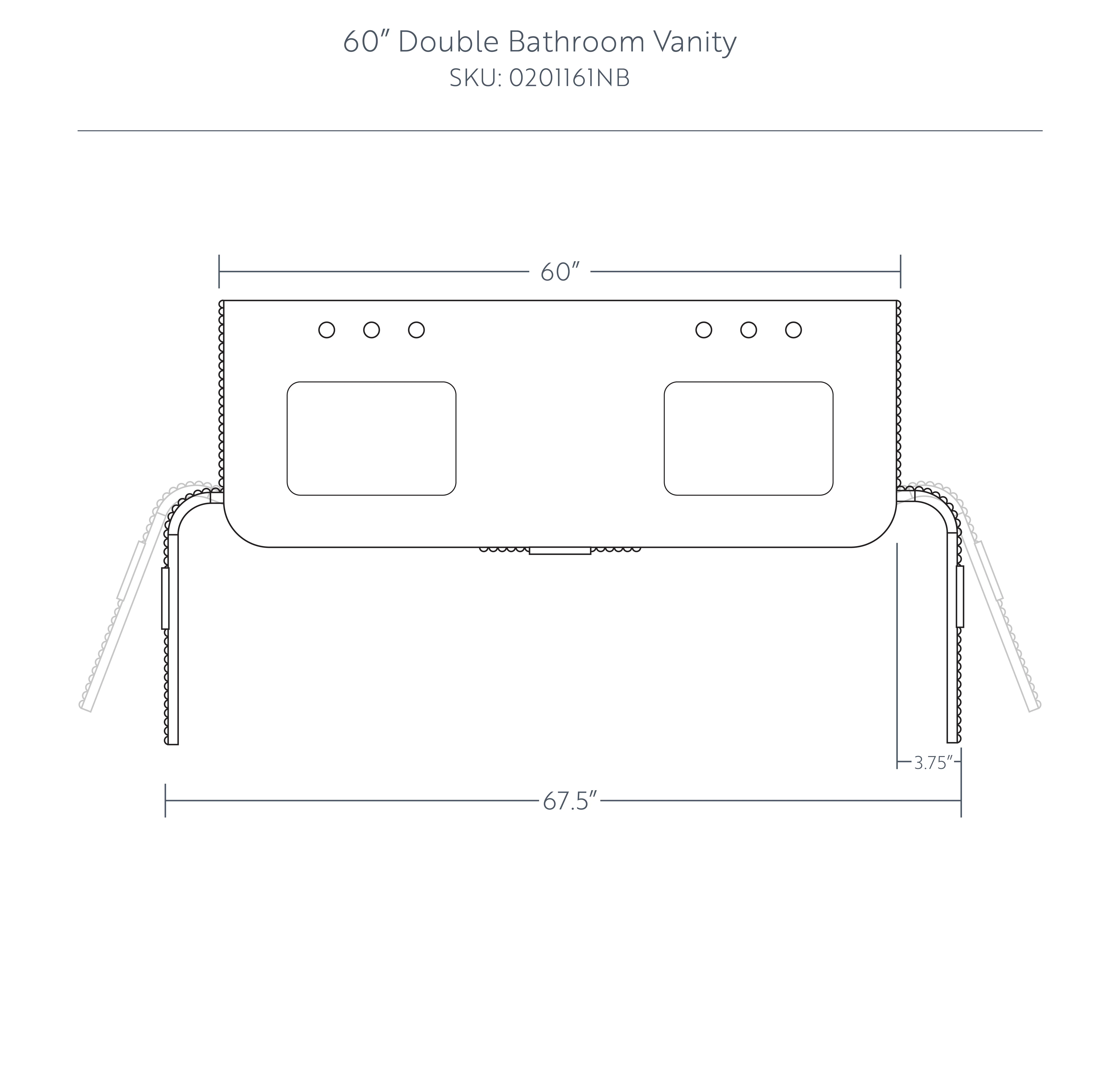 Havana 60" Double Bathroom Vanity in Reeded Birch | Carrara Marble Countertop - Image 13