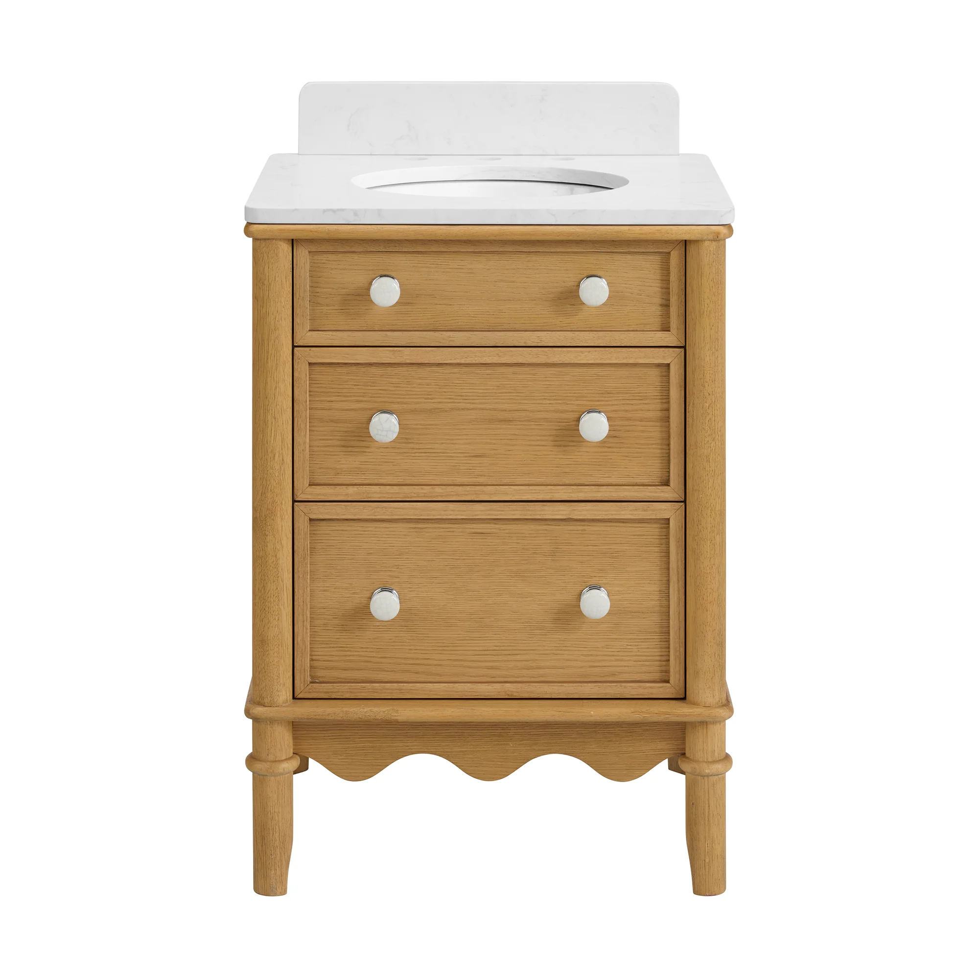 Juliette 24" Scallop Single Bathroom Vanity | Enhanced Natural Oak | Cultured Marble Countertop - Image 11