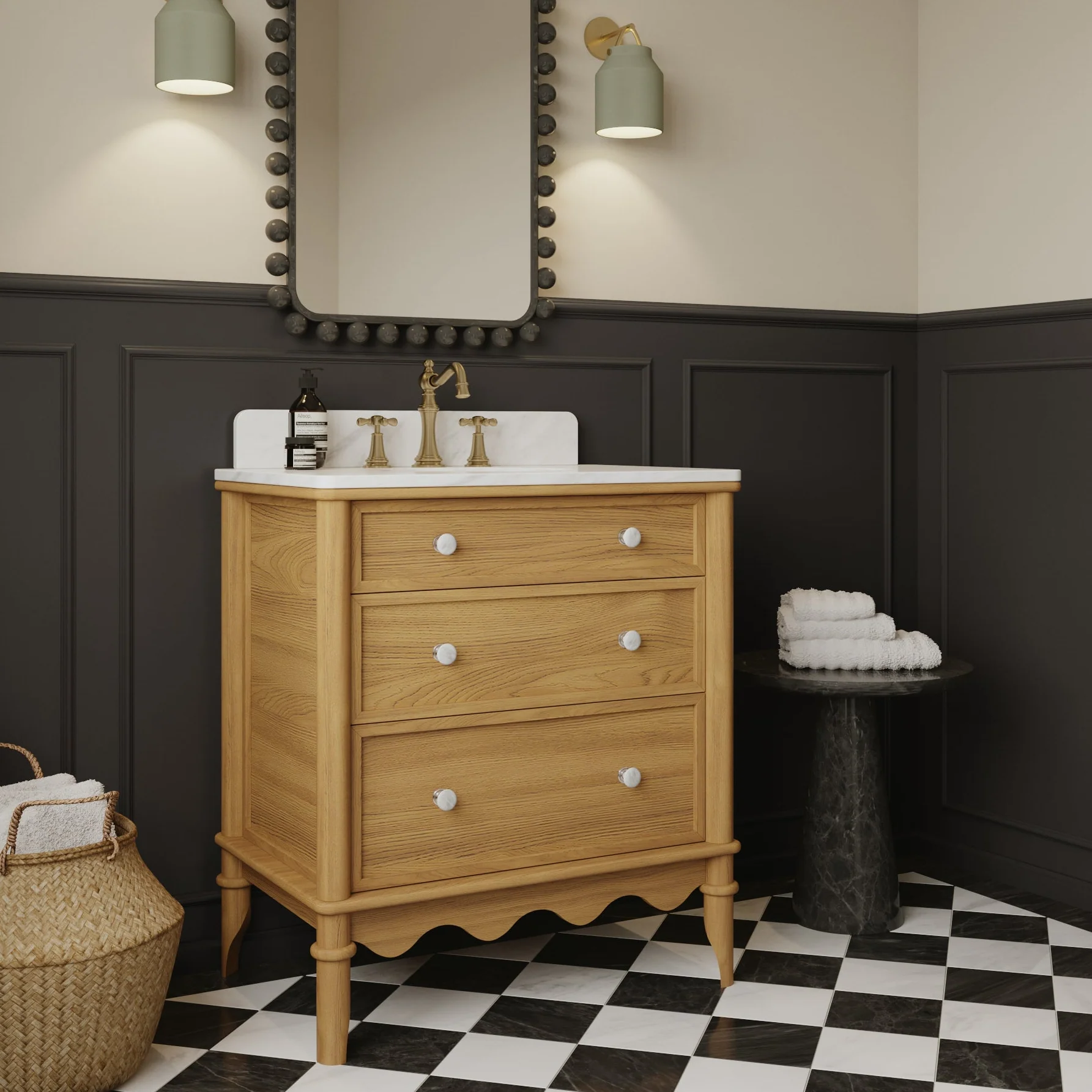 Juliette 30"W x 22"D Single Bathroom Vanity | Natural Enhanced Oak | Cultured Marble Countertop - Image 3