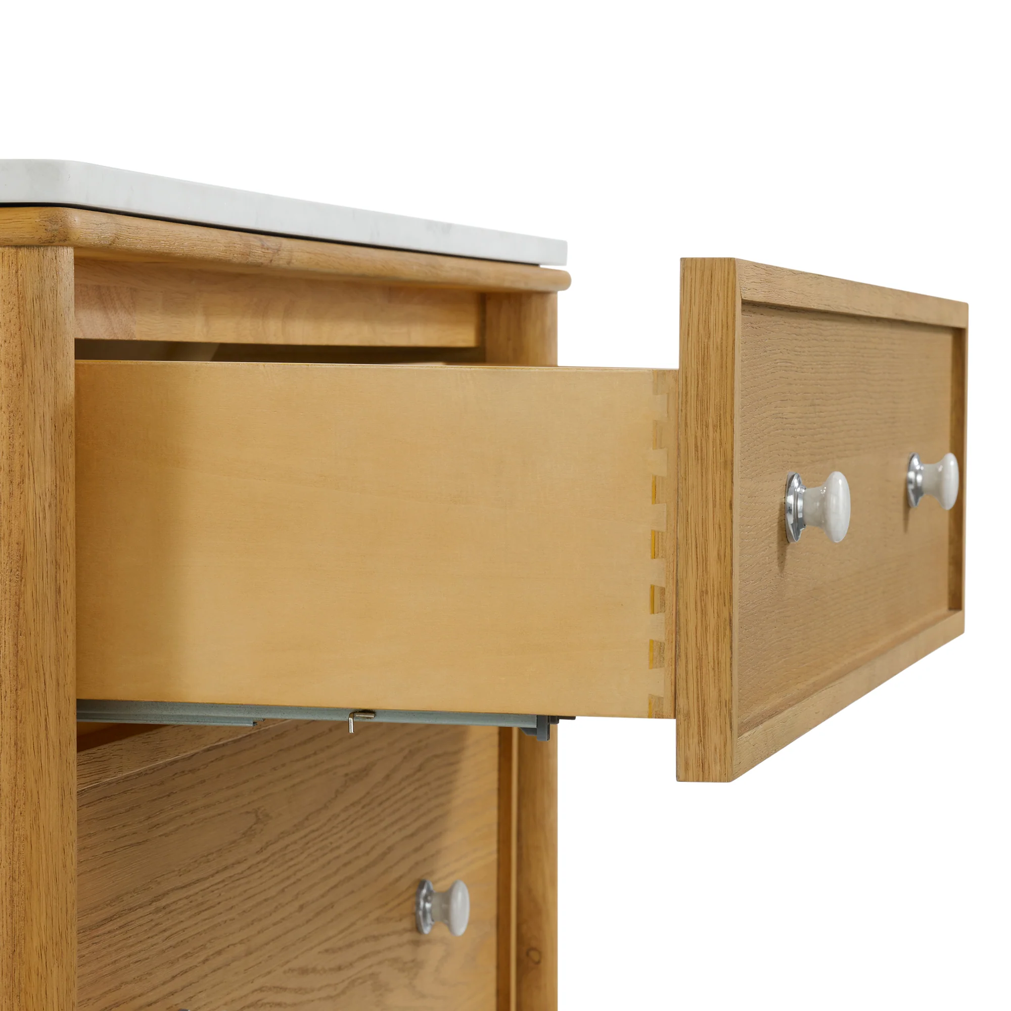 Juliette 48"W Scallop Single Bathroom Vanity | Enhanced Natural Oak |Cultured Marble Countertop - Image 14