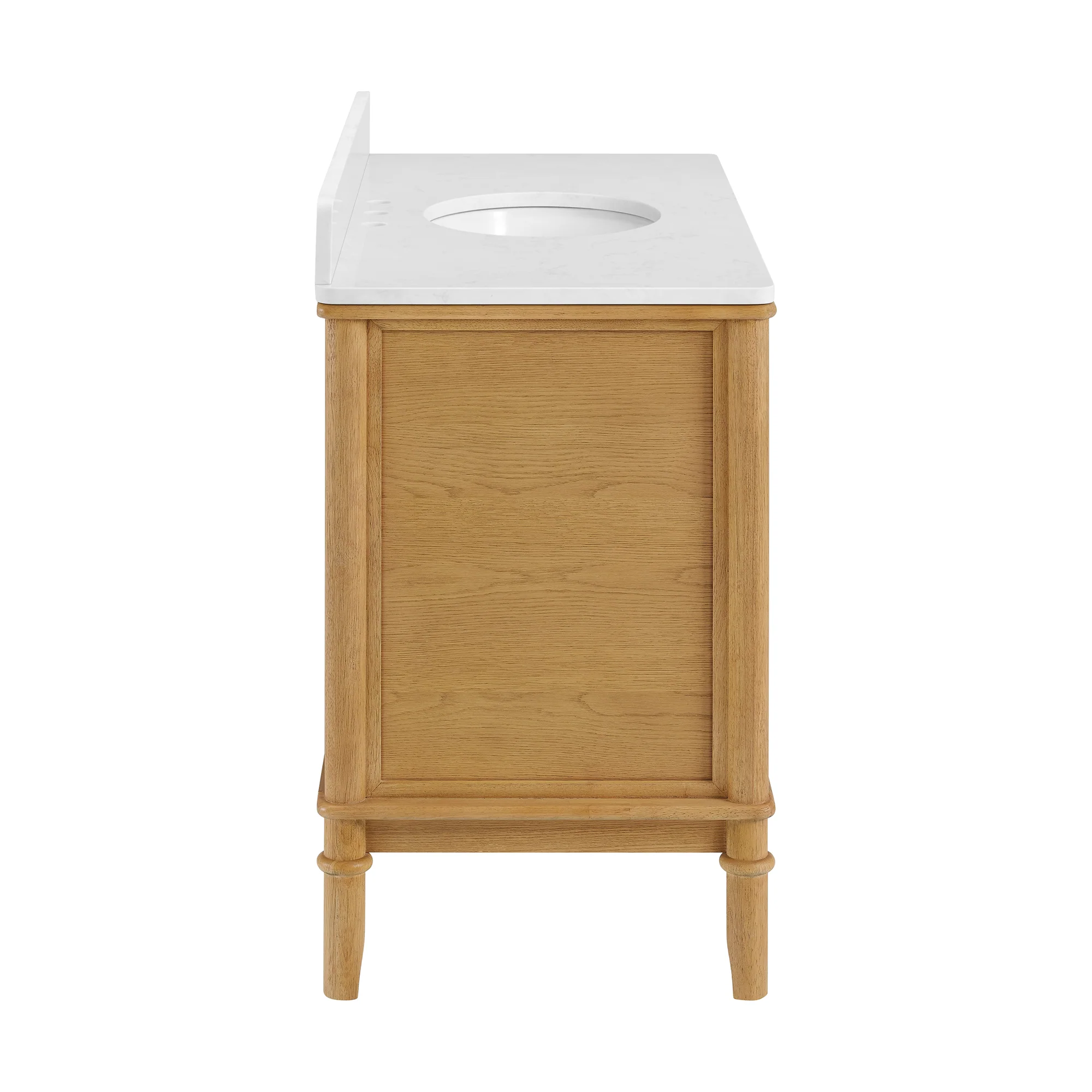 Juliette 48"W Scallop Single Bathroom Vanity | Enhanced Natural Oak |Cultured Marble Countertop - Image 17