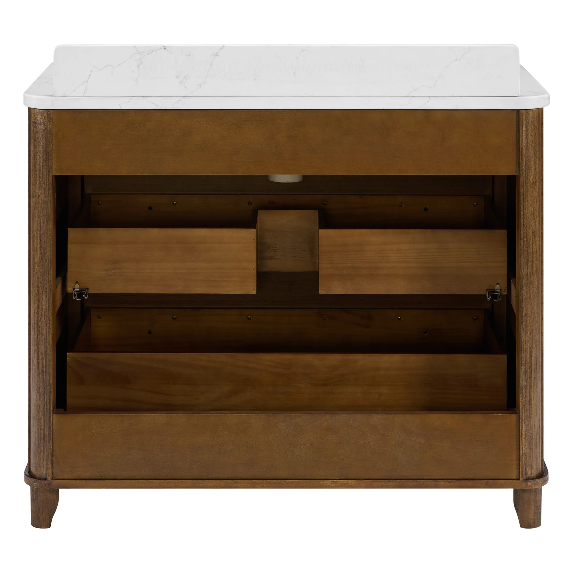 Kathryne 42" Single Bathroom Vanity in Enhanced Brown Oak | Statuario Quartz Countertop - Image 17