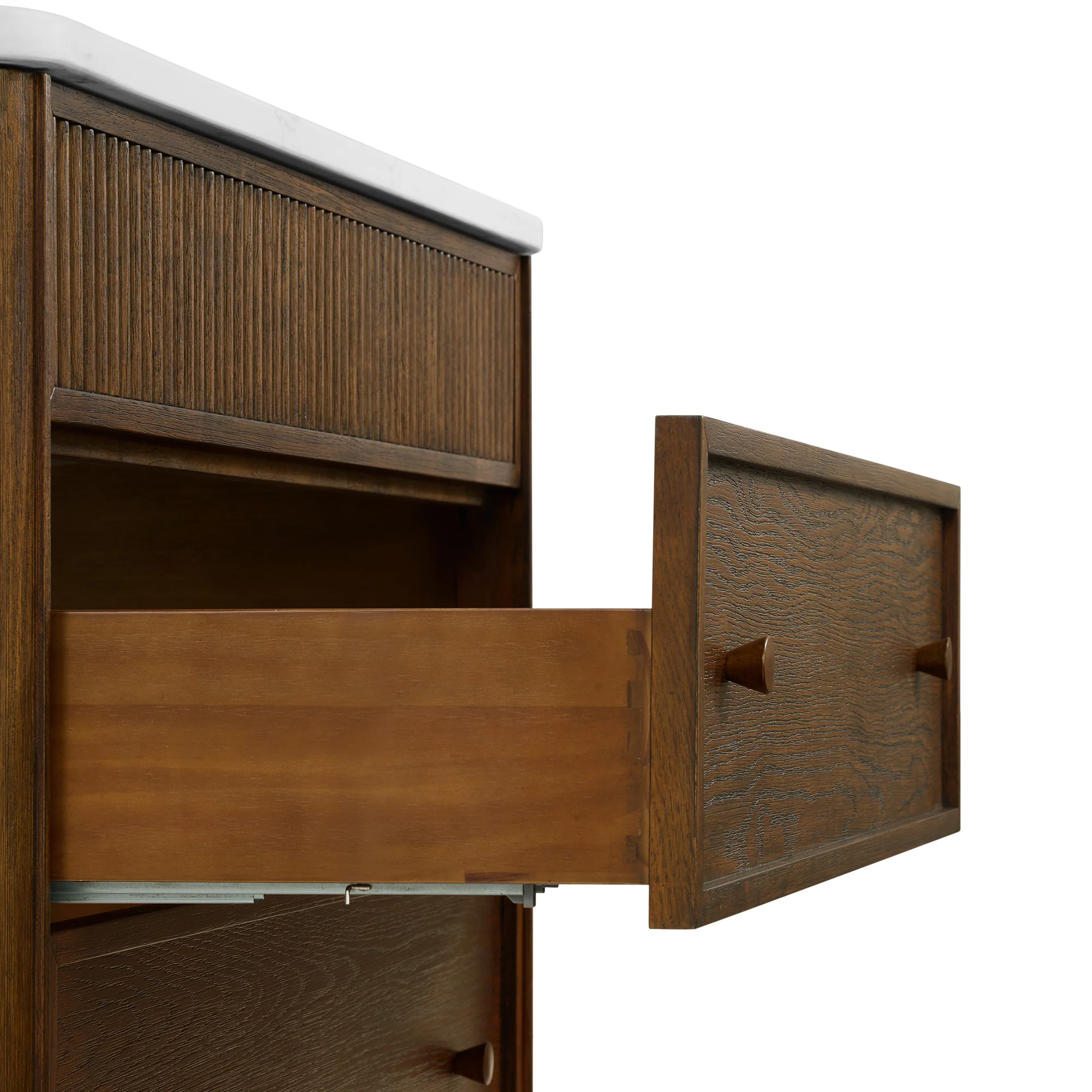 Kathryne 48" Single Bathroom Vanity in Enhanced Brown Oak | Statuario Quartz Countertop - Image 14
