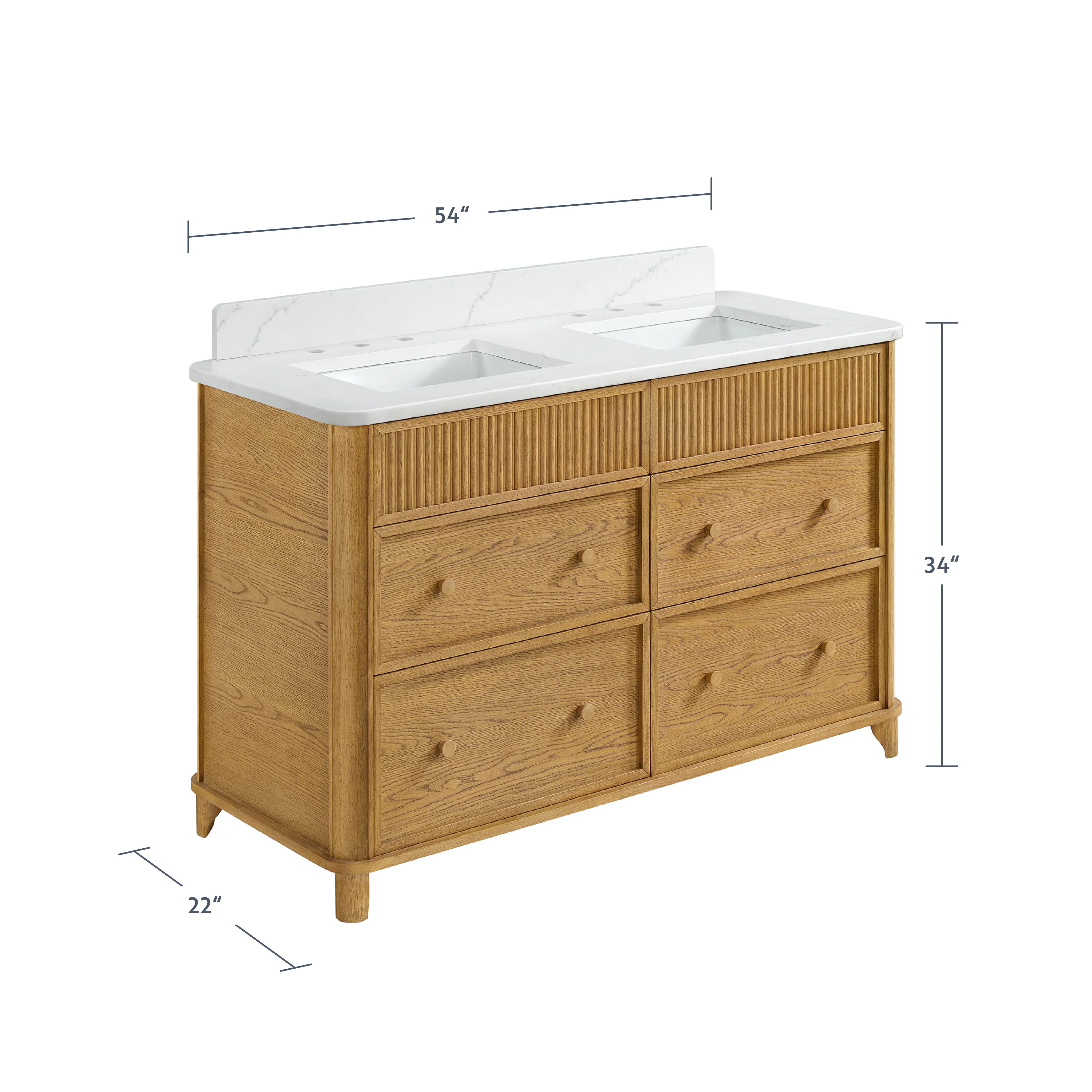 Kathryne 54" Double Bathroom Vanity | Statuario Quartz Countertop - Image 5
