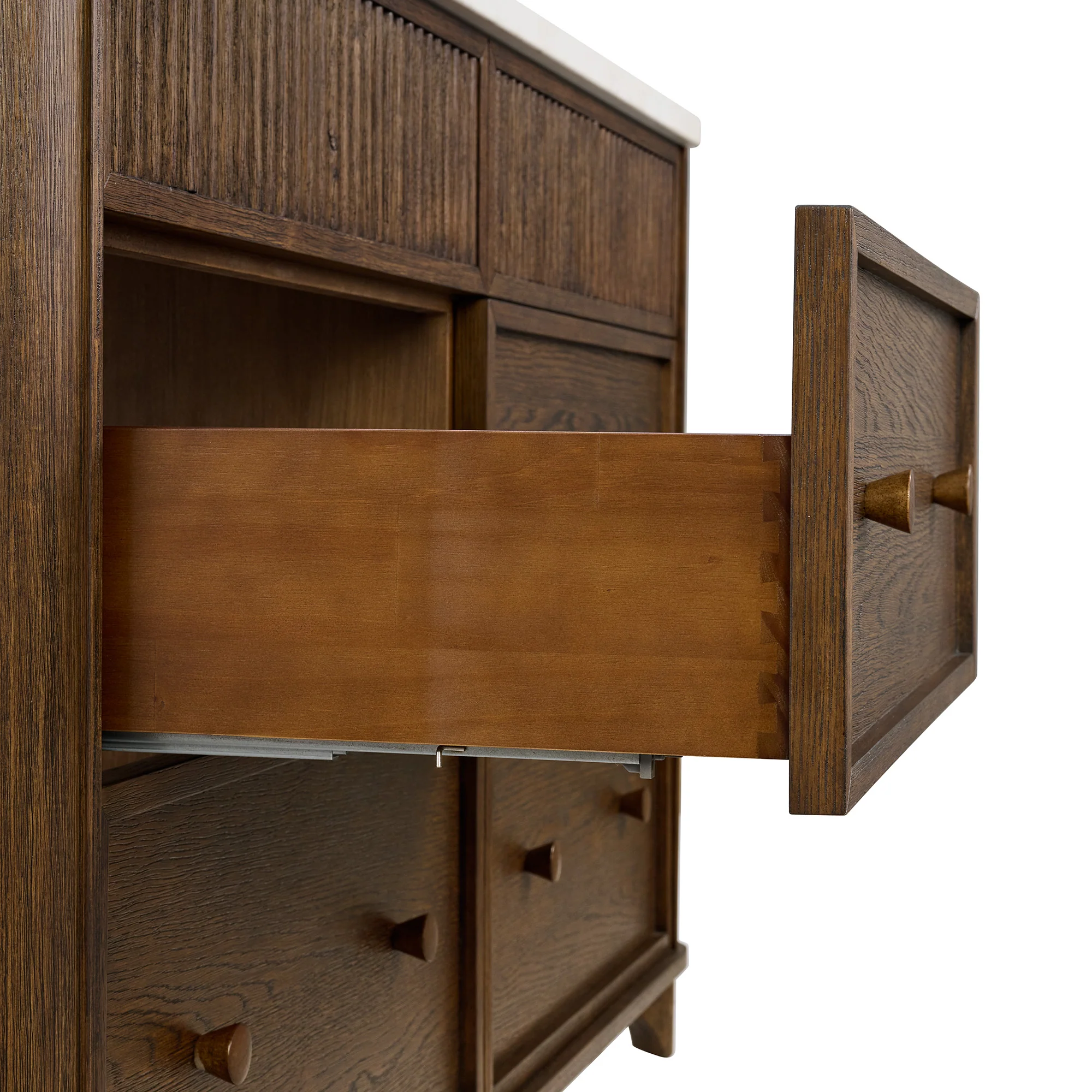 Kathryne 54" Double Bathroom Vanity in Enhanced Brown Oak | Statuario Quartz Countertop - Image 14