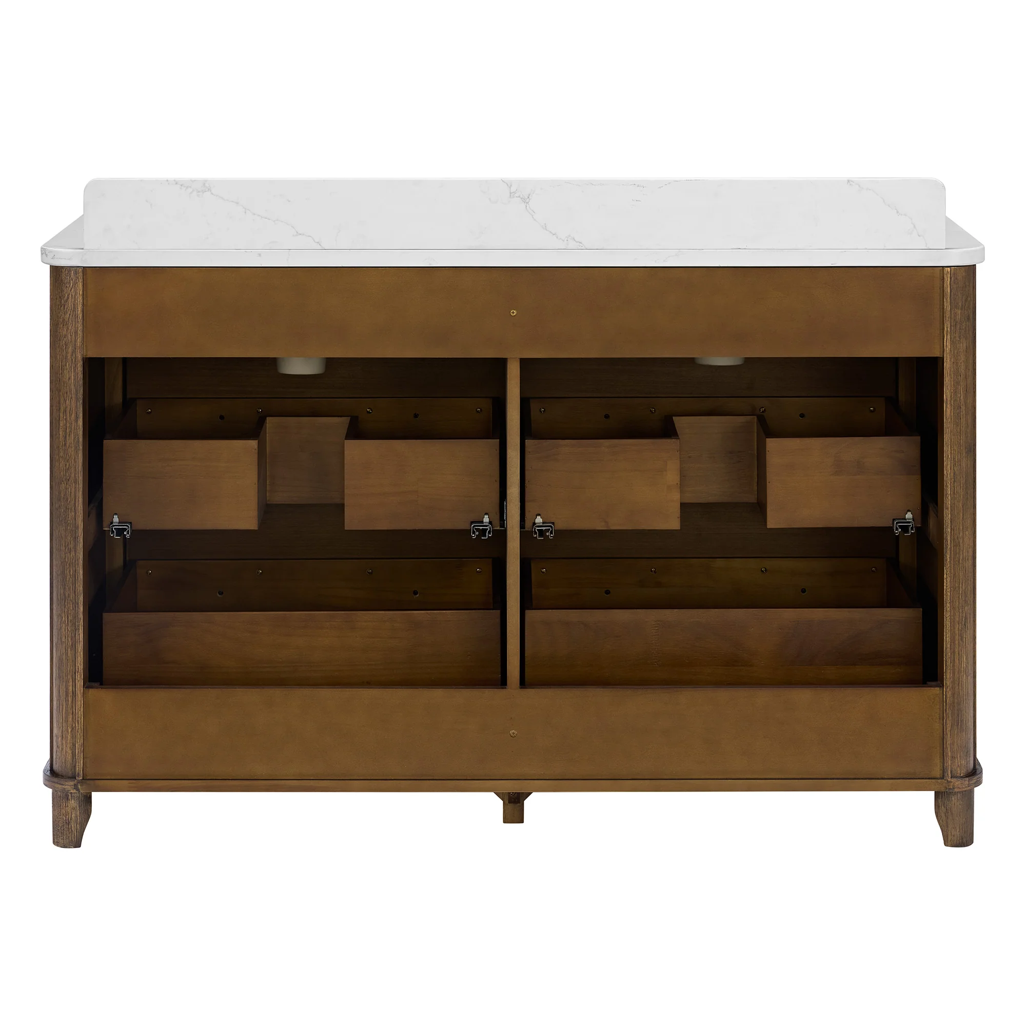 Kathryne 54" Double Bathroom Vanity in Enhanced Brown Oak | Statuario Quartz Countertop - Image 15