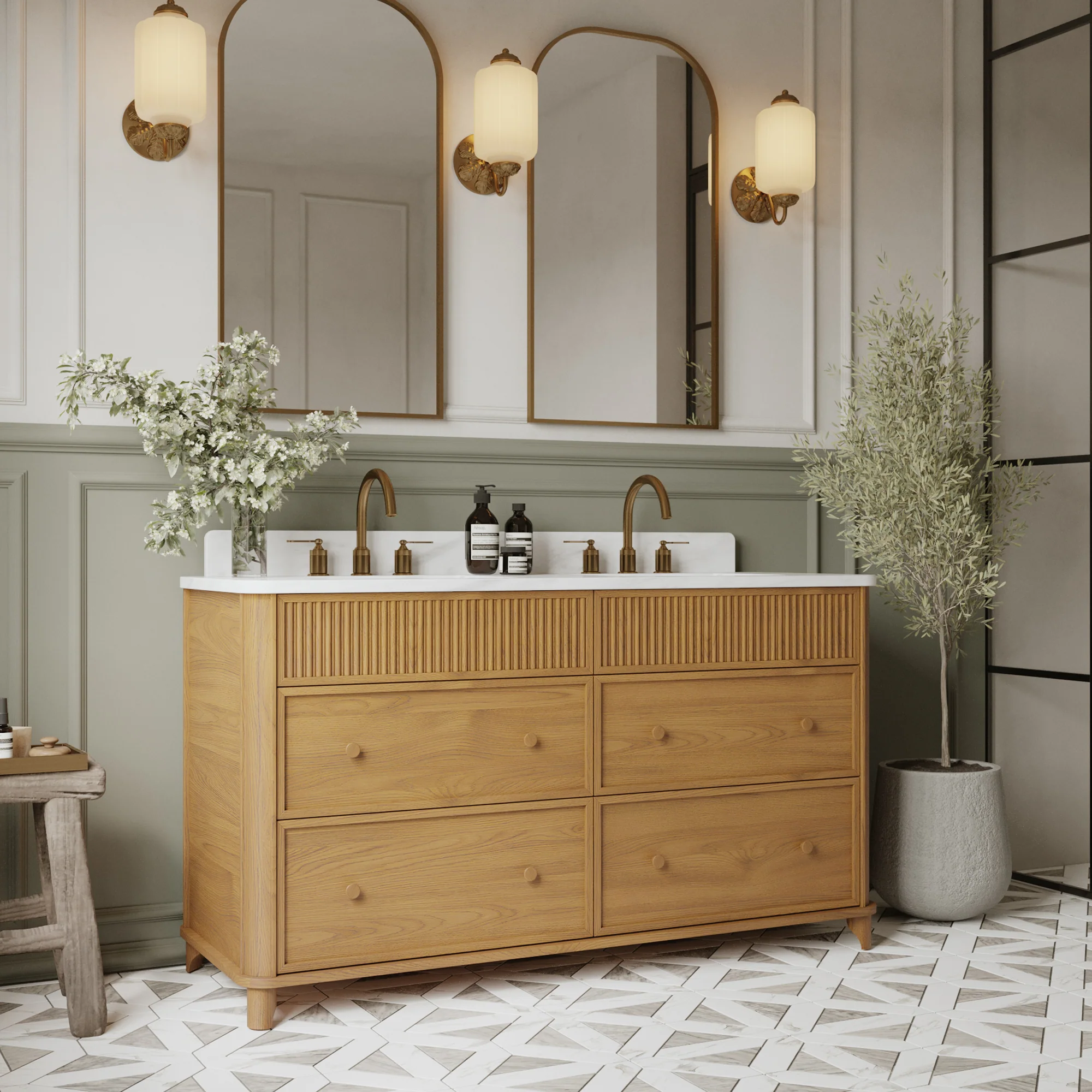 Kathryne 60" Double Bathroom Vanity | Statuario Quartz Countertop - Image 13