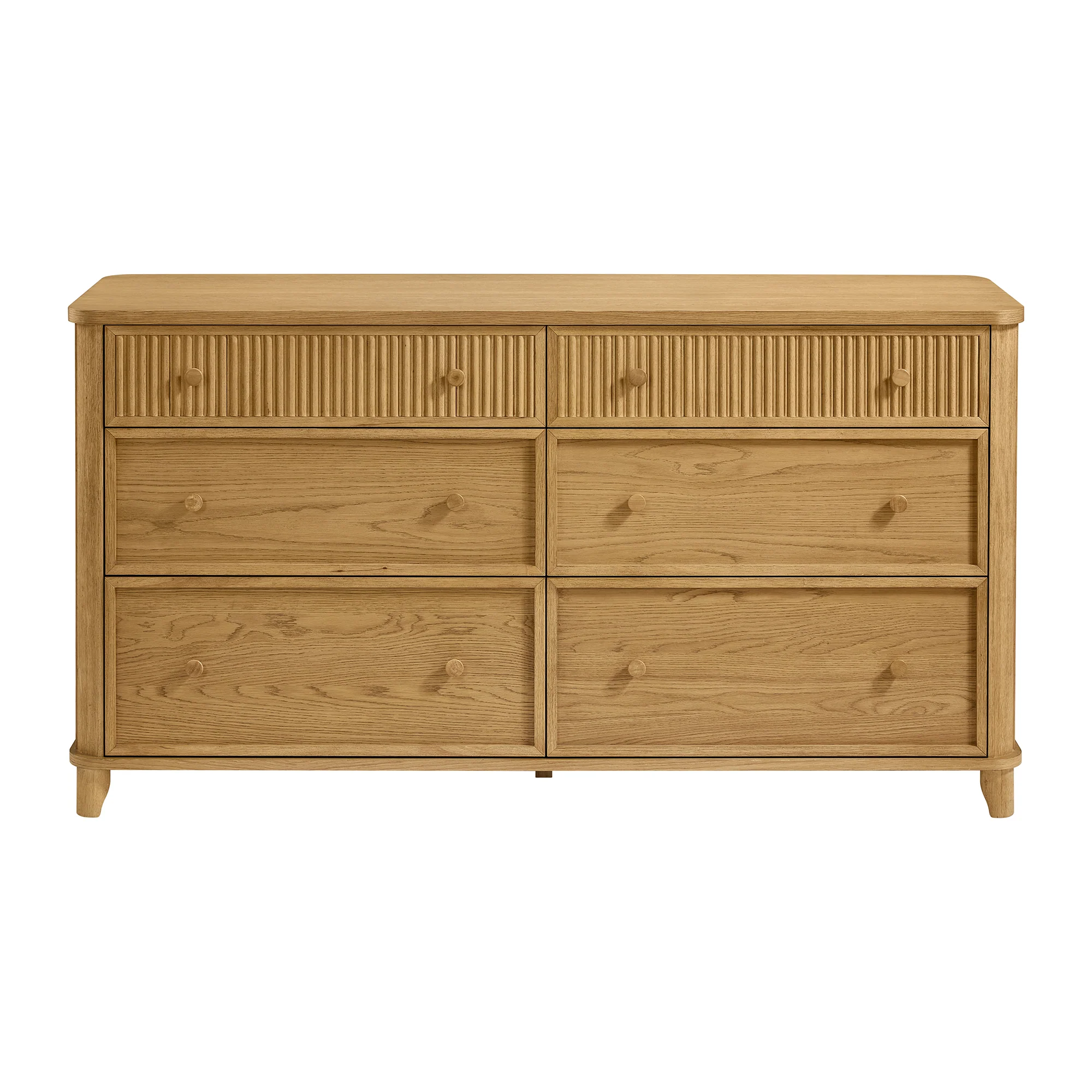 Kathryne 64" Wide Solid Wood 6-Drawer Double Dresser In Natural Oak - Image 2