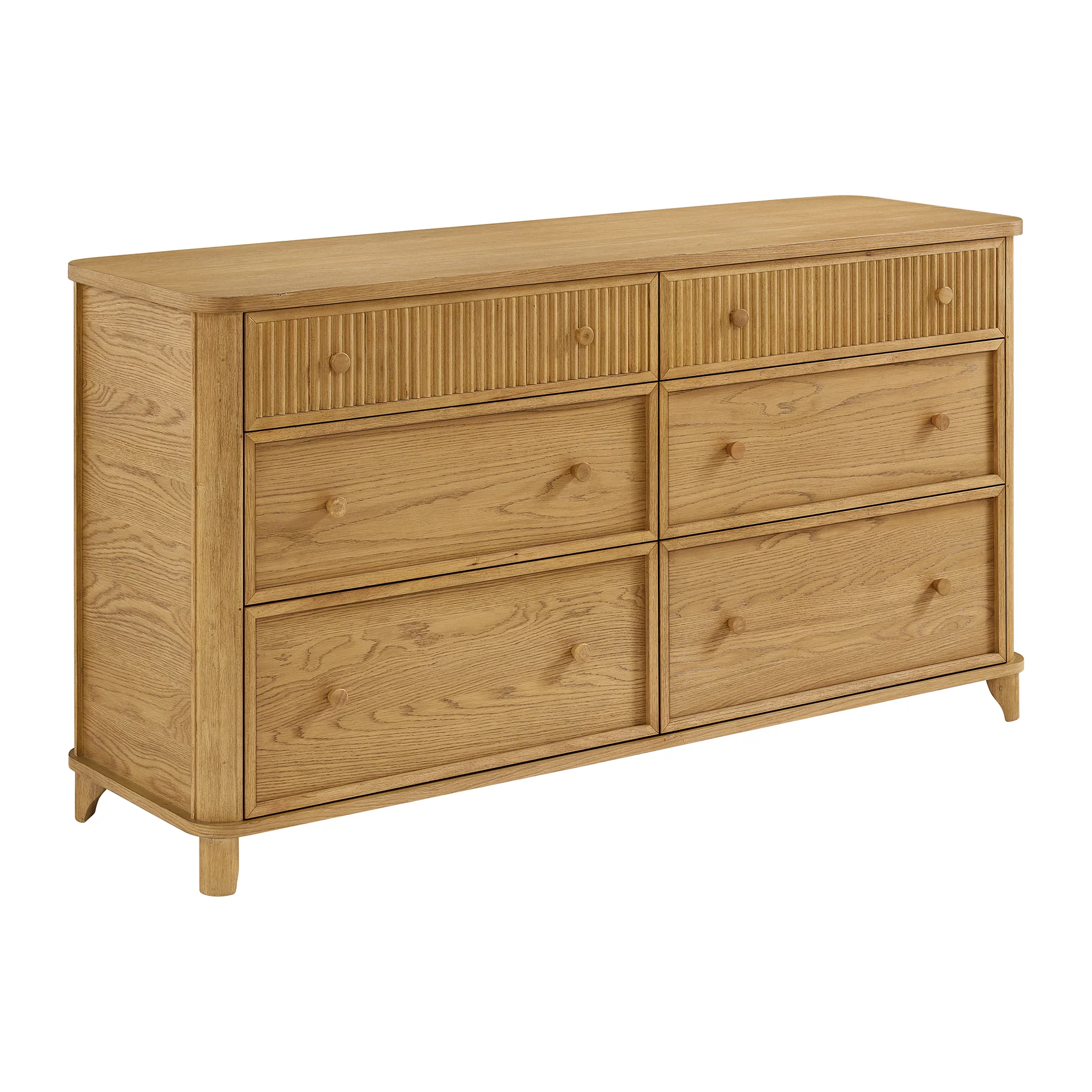 Kathryne 64" Wide Solid Wood 6-Drawer Double Dresser In Natural Oak - Image 3