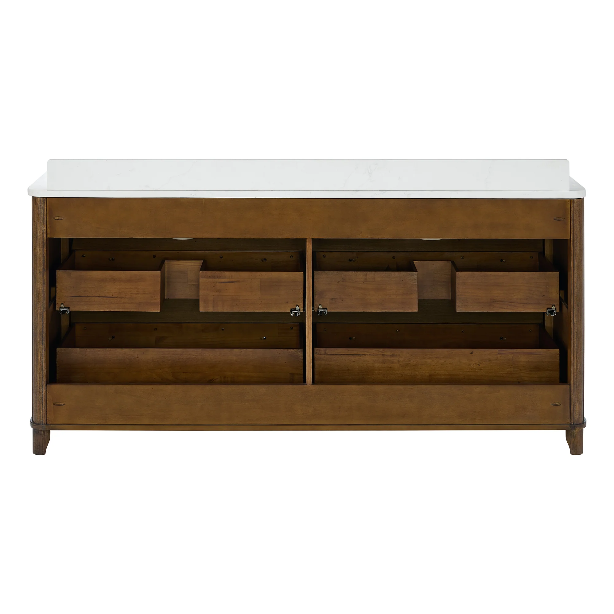 Kathryne 72" Double Bathroom Vanity in Enhanced Brown Oak | Statuario Quartz Countertop - Image 16