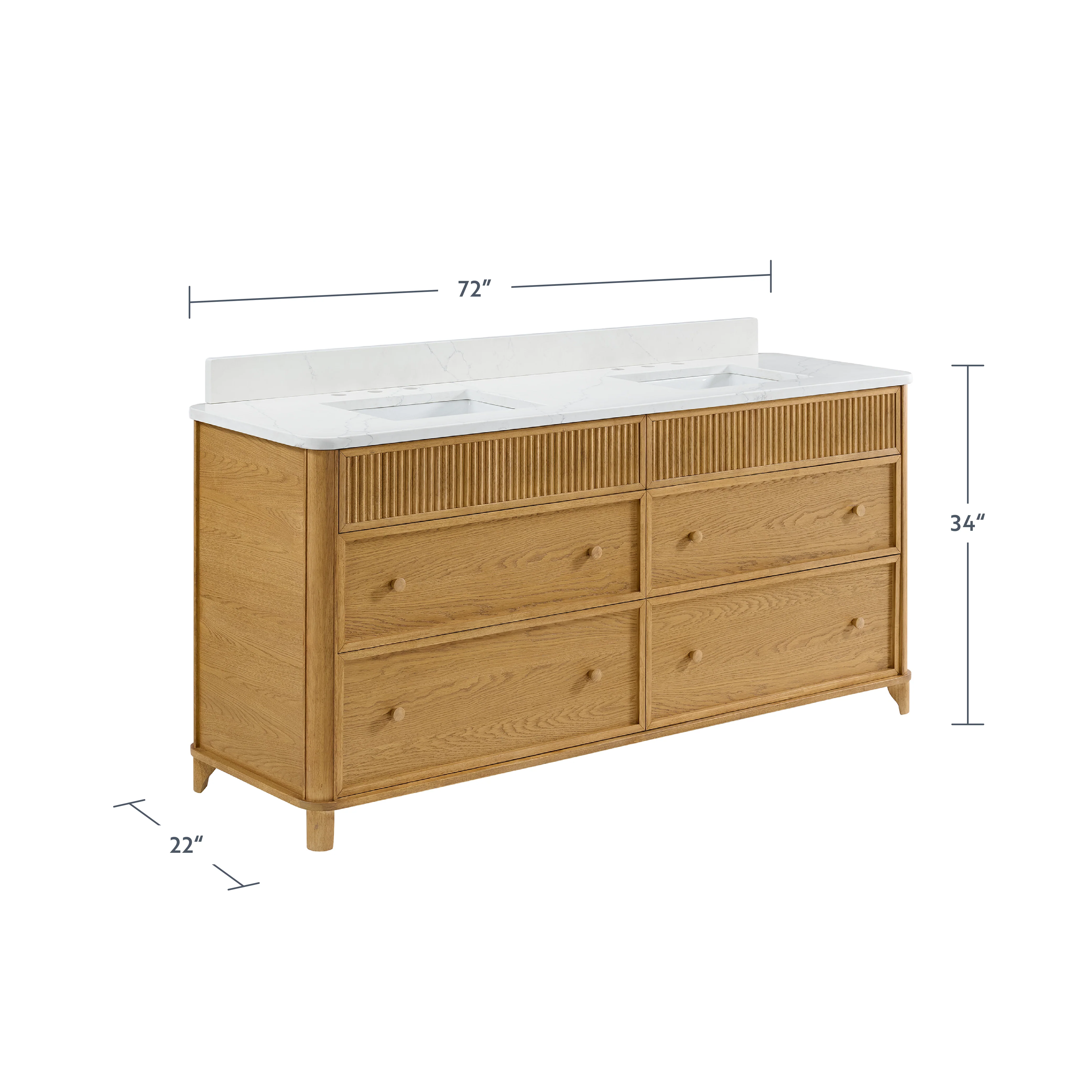 Kathryne 72" Double Sink Bathroom Vanity | Statuario Quartz Countertop - Image 5