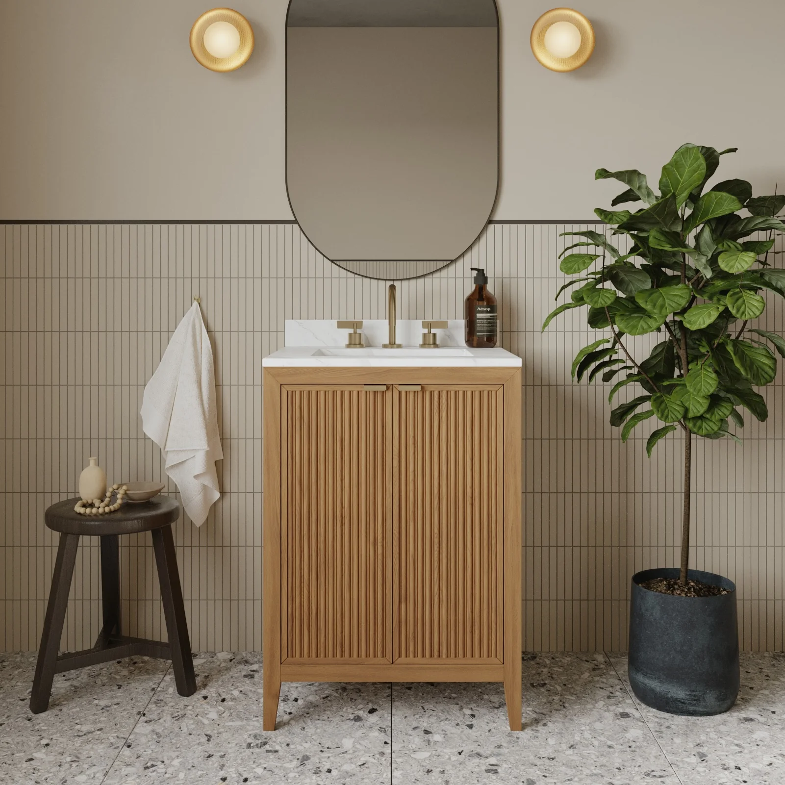 Kendal 24"W x 20"D RTA Single Bathroom Vanity | Calacatta Gold Quartz Countertop - Image 16