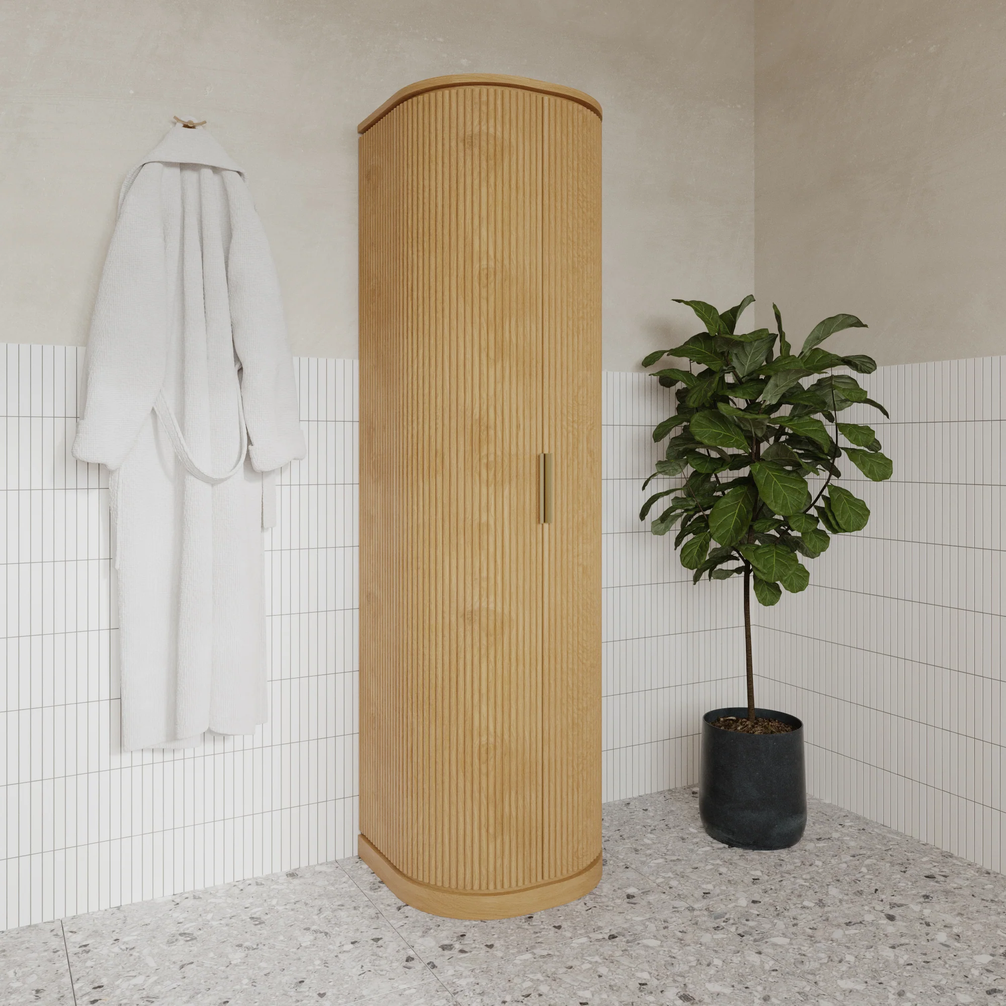 Luna 72" Reeded Birch Linen Cabinet - Image 3