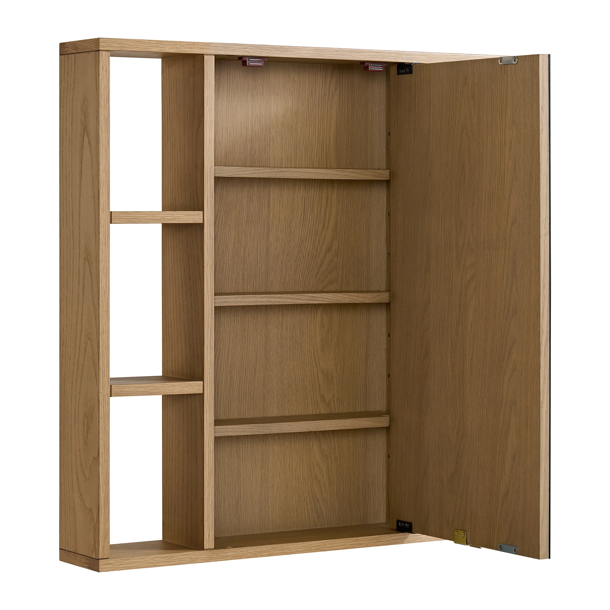 Midland 30"W x 30"H Surface Mount Medicine Cabinet with Side Shelves in Walnut or Oak - Image 11