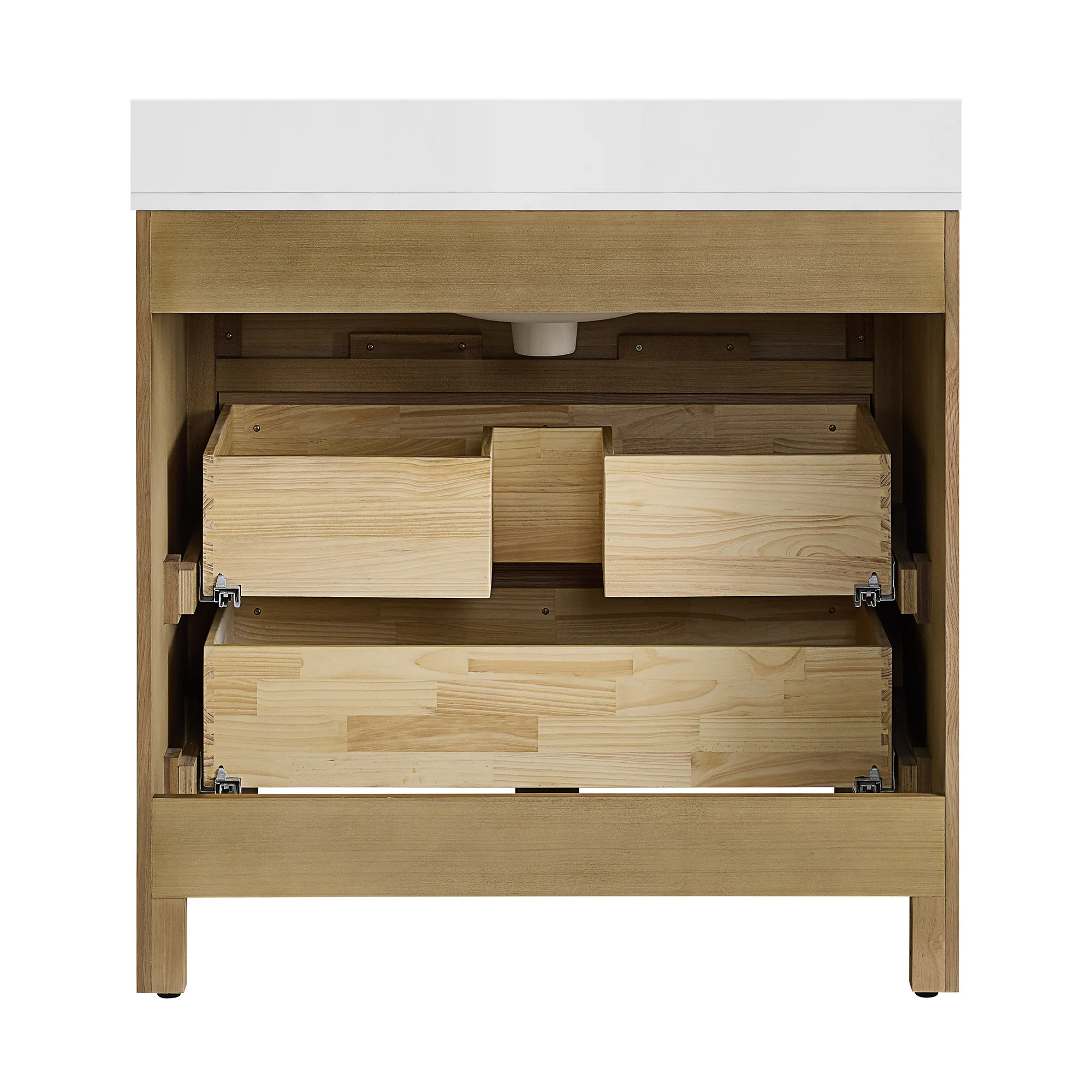 Oslo 36" Single Bathroom Vanity in Varnished Oak | White Quartz Countertop - Image 14