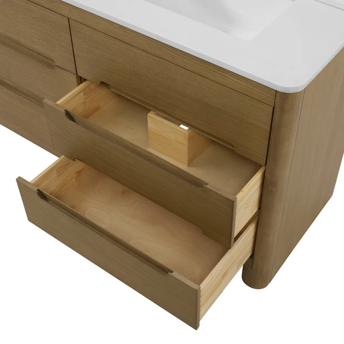 Oslo 60" Modern Oak Double Bathroom Vanity | White Quartz Countertop - Image 6