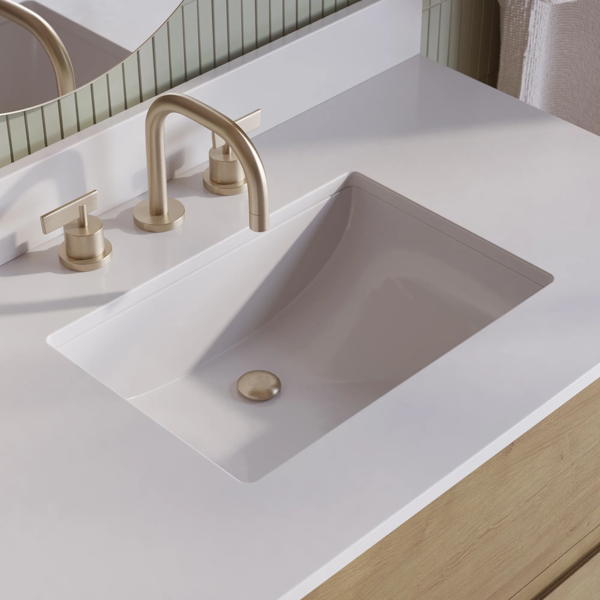 Oslo 72" Double Bathroom Vanity in Varnished Oak | White Quartz Countertop - Image 7