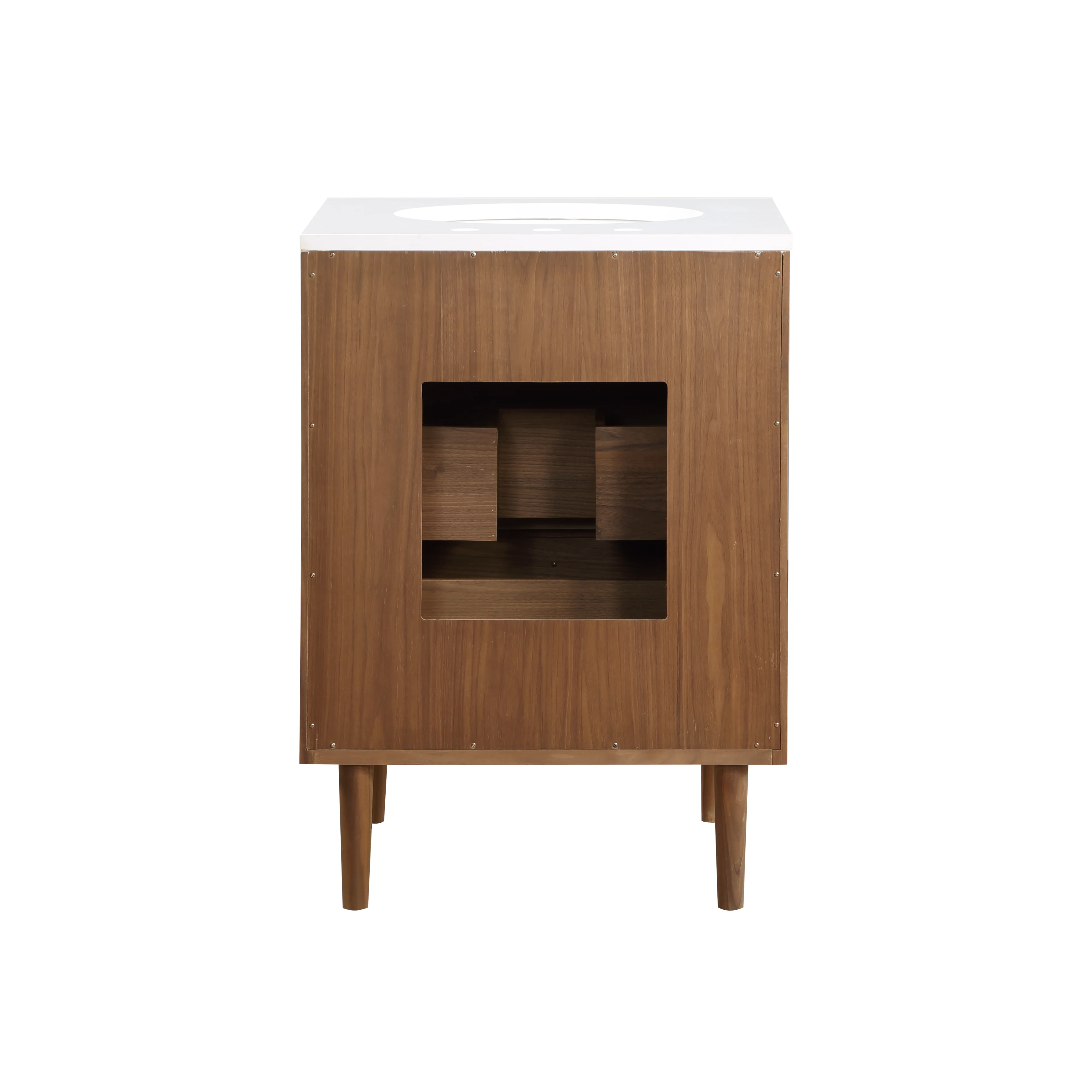 Stockholm 24'' Single Bathroom Vanity in Natural Walnut | White Quartz Countertop - Image 10