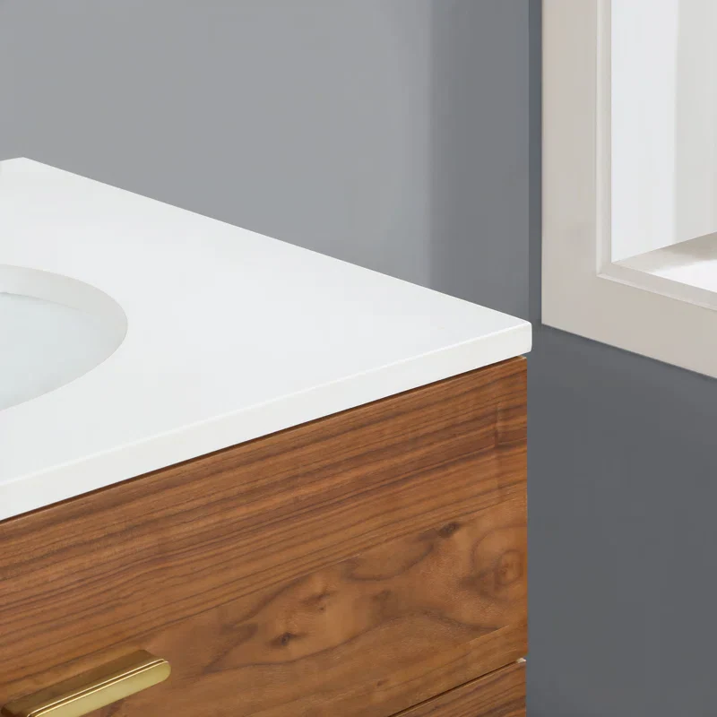 Stockholm 30" Single Bathroom Vanity in Natural Walnut | Quartz Countertop - Image 14